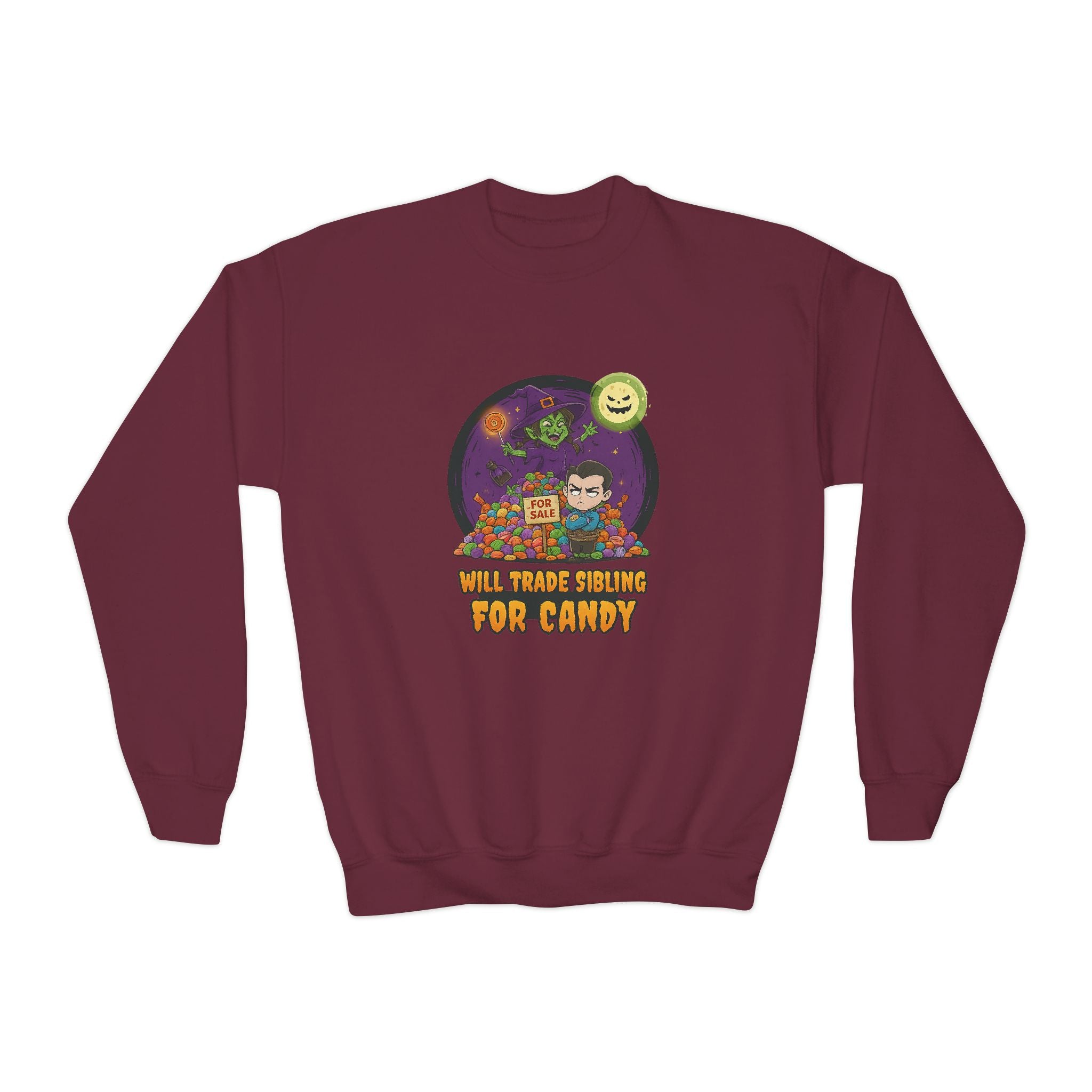 Will Trade Sibling for Candy 2, Fun Halloween Sweatshirt, Cute Kids Sweatshirt