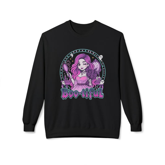 Boo-tiful 3- Gothic Witch Crewneck Unisex Sweatshirt - Cozy Halloween Apparel