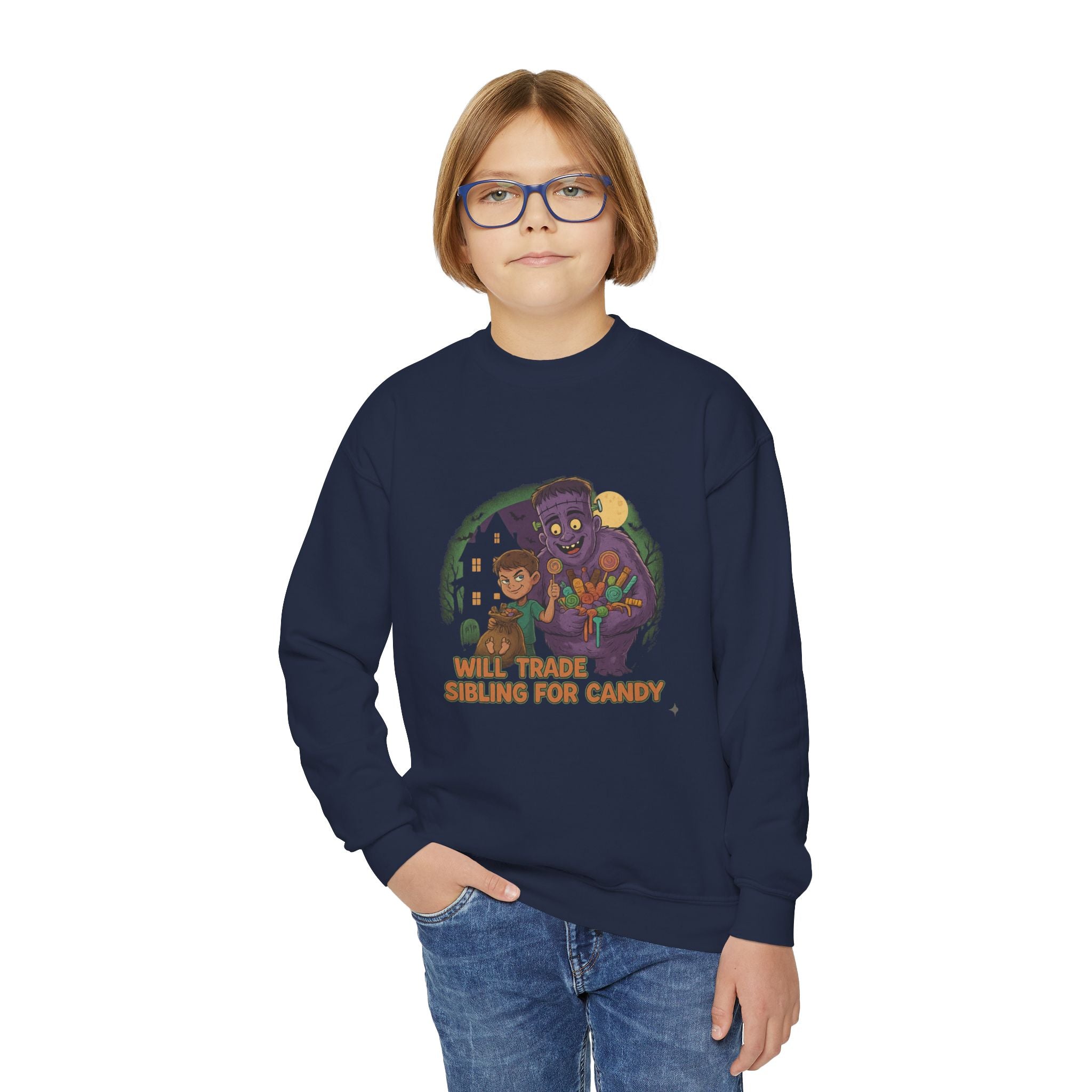 Will Trade Sibling for Candy 1 , Funny Teen Apparel, Cute Sweatshirt, Unique Gift for Kids,