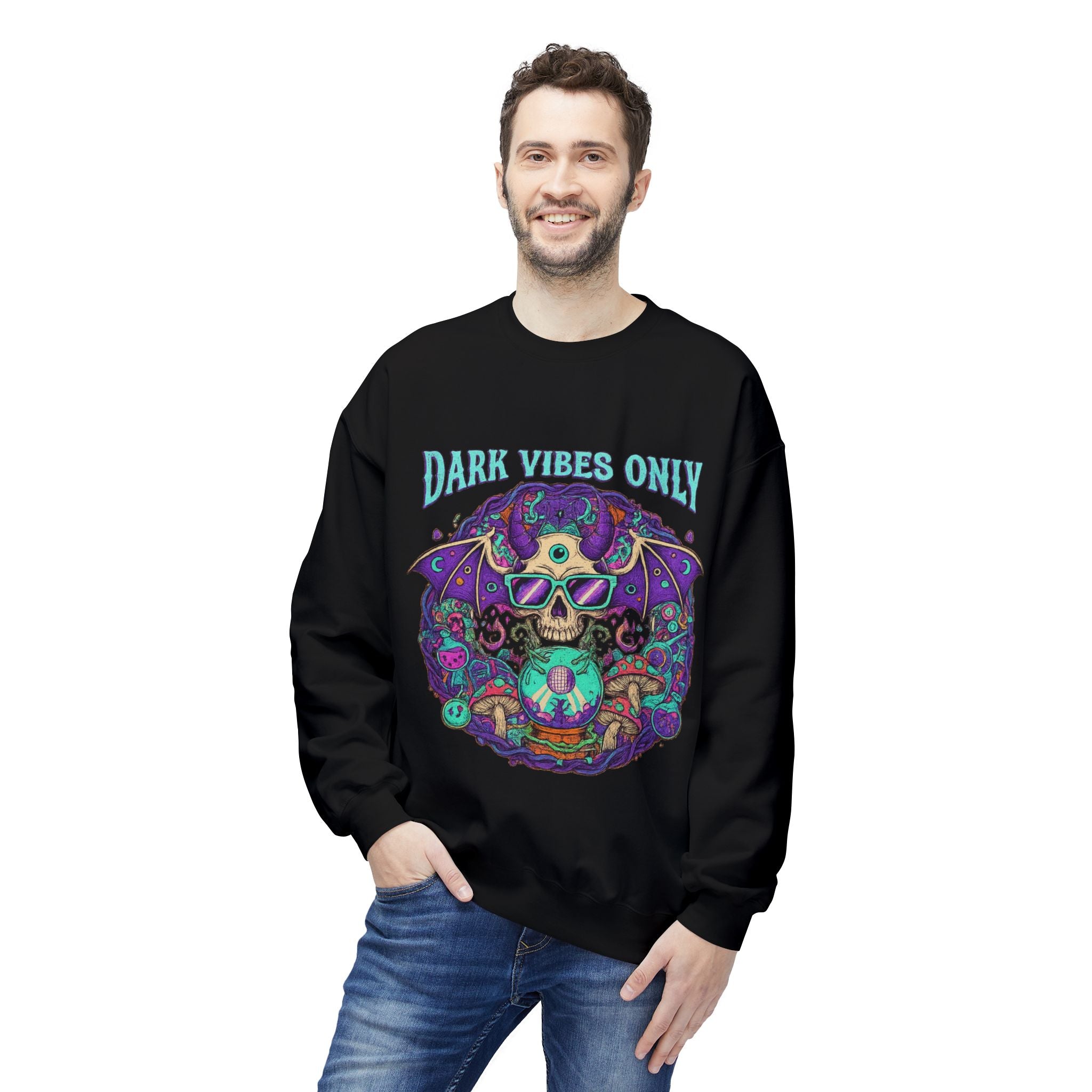 Dark Vibes Only 2 - Crewneck Unisex Sweatshirt - Cozy Halloween Apparel