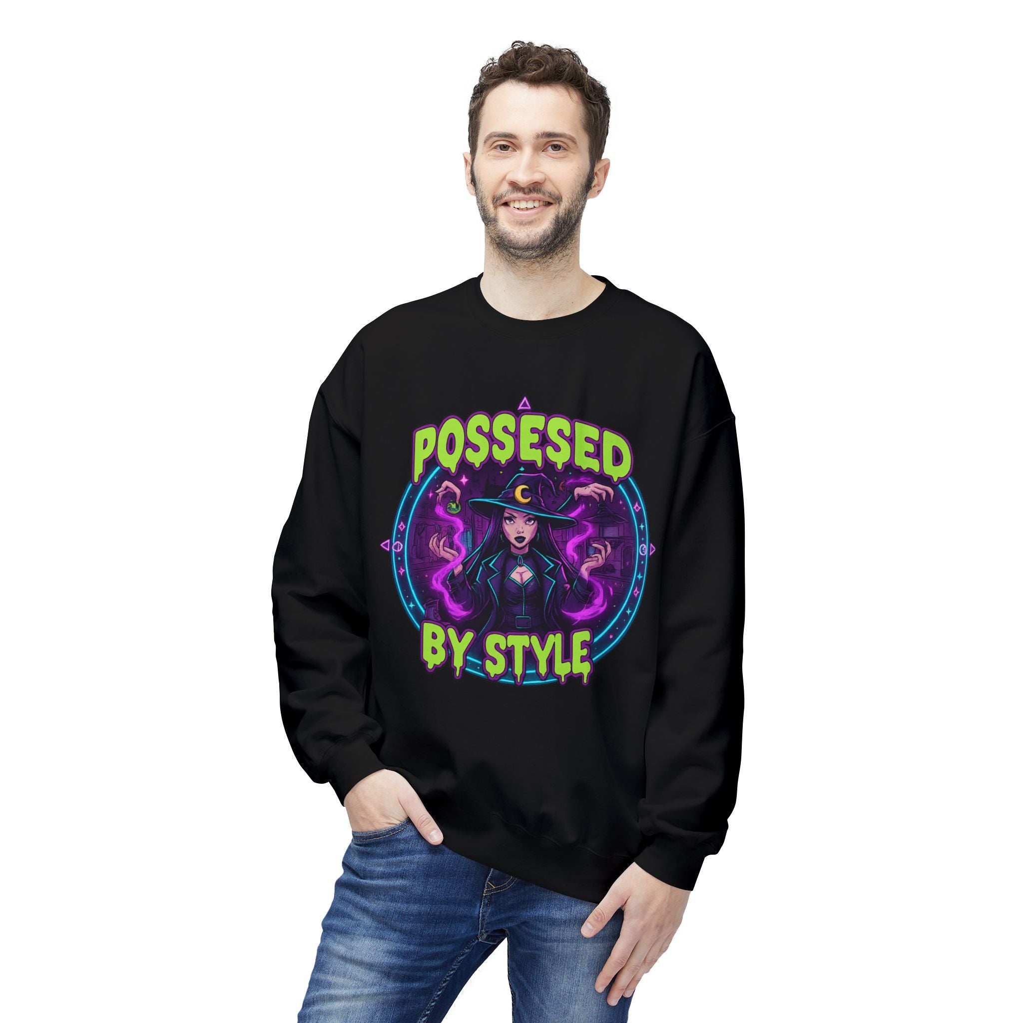 Possessed by Style 2 - Crewneck Unisex Sweatshirt - Cozy Halloween Apparel