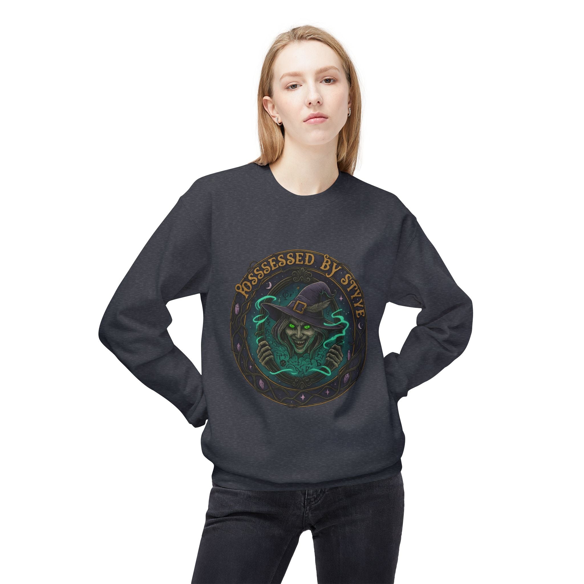 Possessed by Style 3 - Crewneck Unisex Sweatshirt - Cozy Halloween Apparel