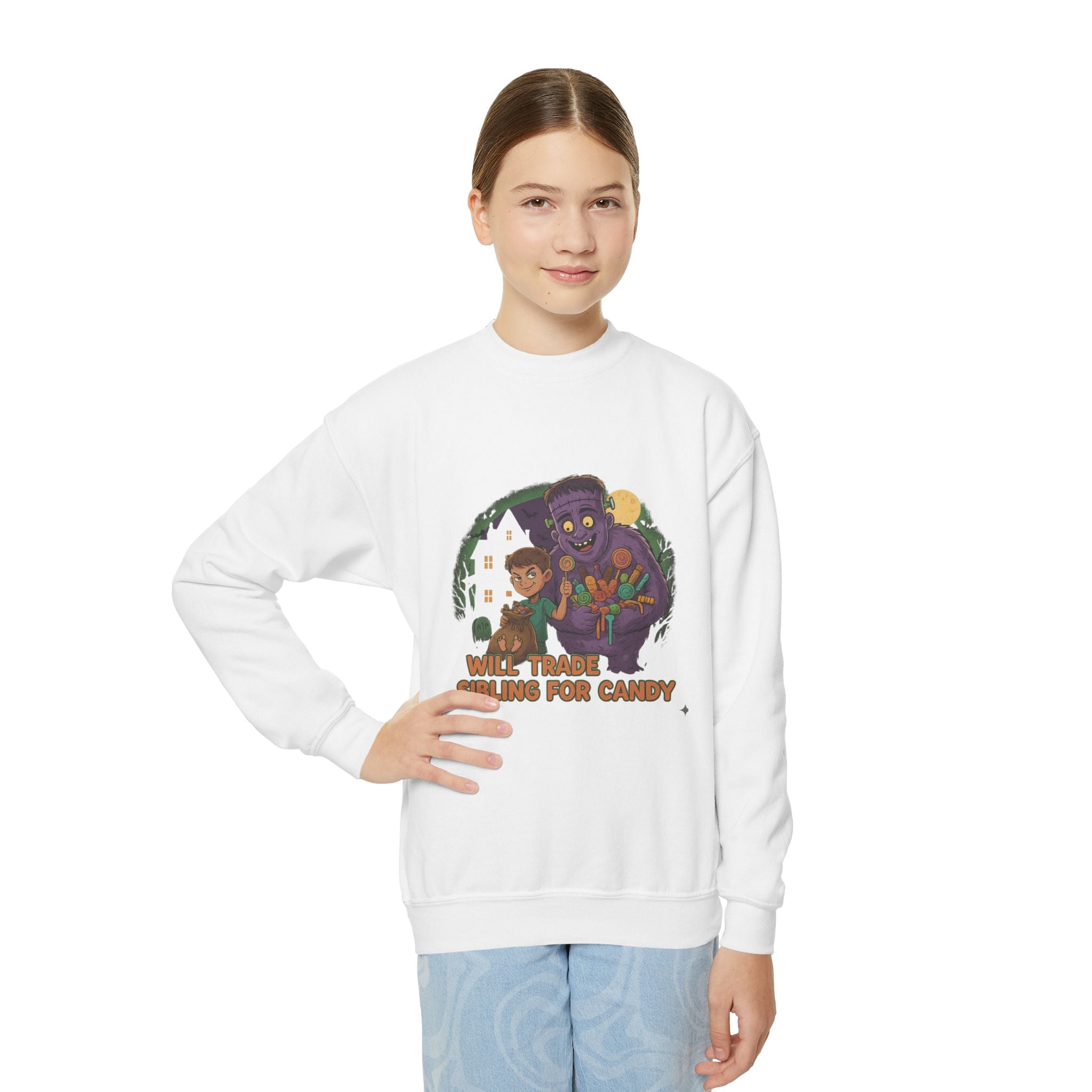 Will Trade Sibling for Candy 1 , Funny Teen Apparel, Cute Sweatshirt, Unique Gift for Kids,