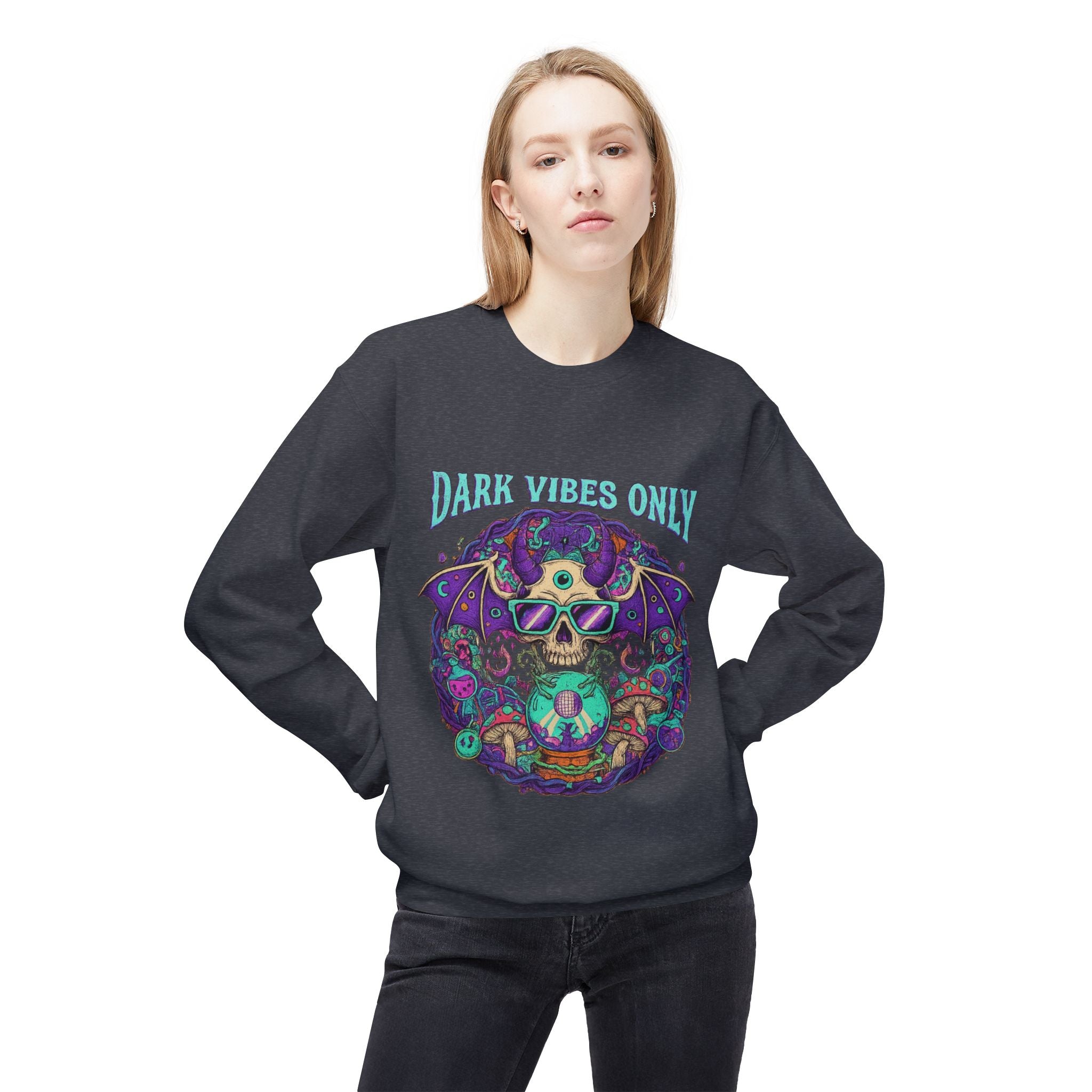 Dark Vibes Only 2 - Crewneck Unisex Sweatshirt - Cozy Halloween Apparel