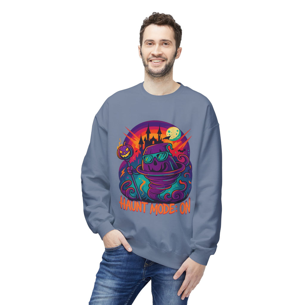 Haunt Mode ON 4 - Crewneck Unisex Sweatshirt - Cozy Halloween Apparel