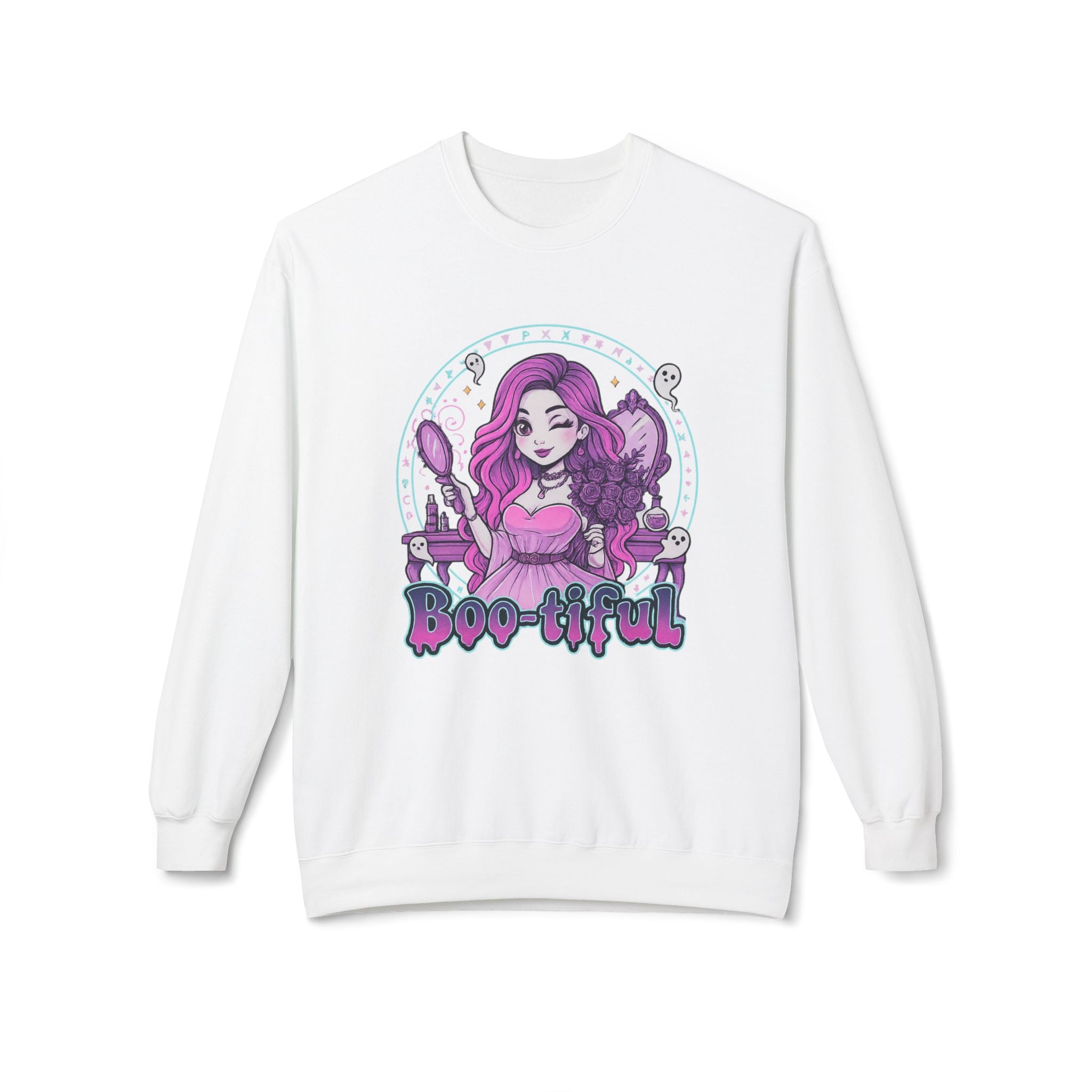 Boo-tiful 3- Gothic Witch Crewneck Unisex Sweatshirt - Cozy Halloween Apparel