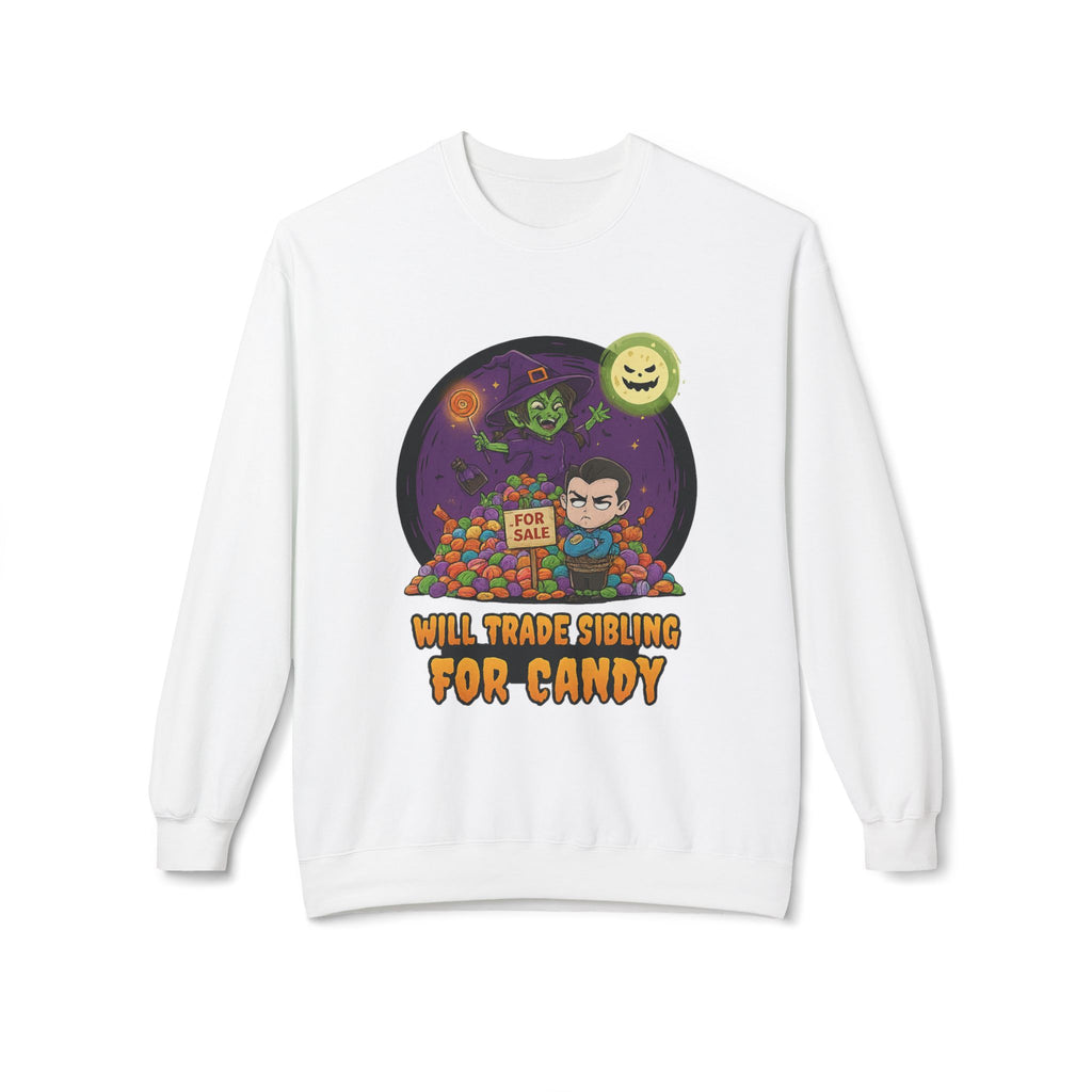 Will Trade Sibling for Candy 2 - Crewneck Unisex Sweatshirt - Cozy Halloween Apparel