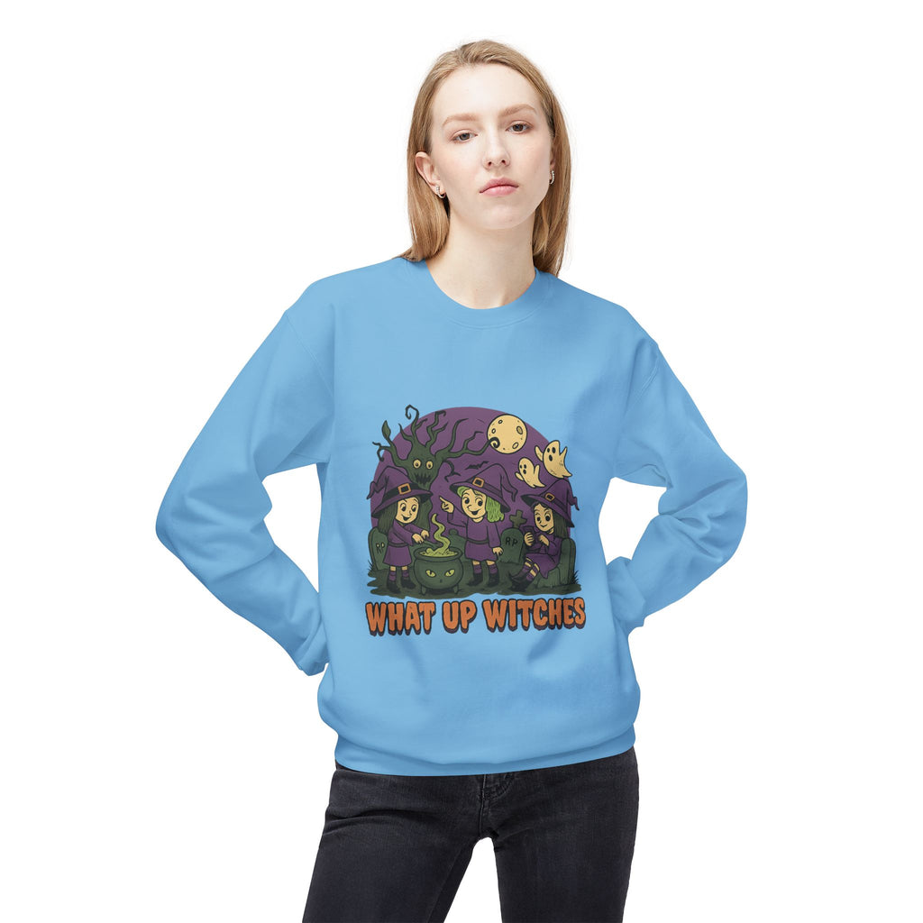 What Up Witches 2.2 - Crewneck Unisex Sweatshirt - Cozy Halloween Apparel