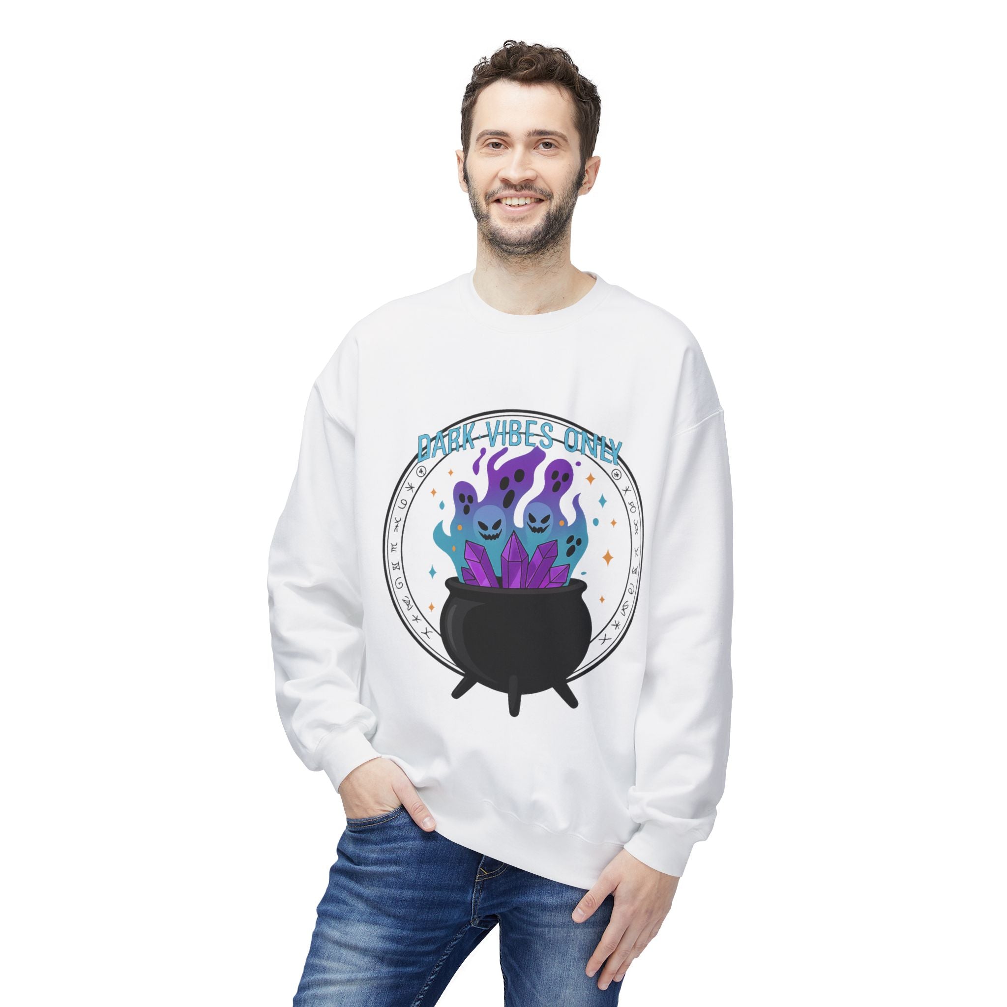Dark Vibes Only 3.2 - Crewneck Unisex Sweatshirt - Cozy Halloween Apparel