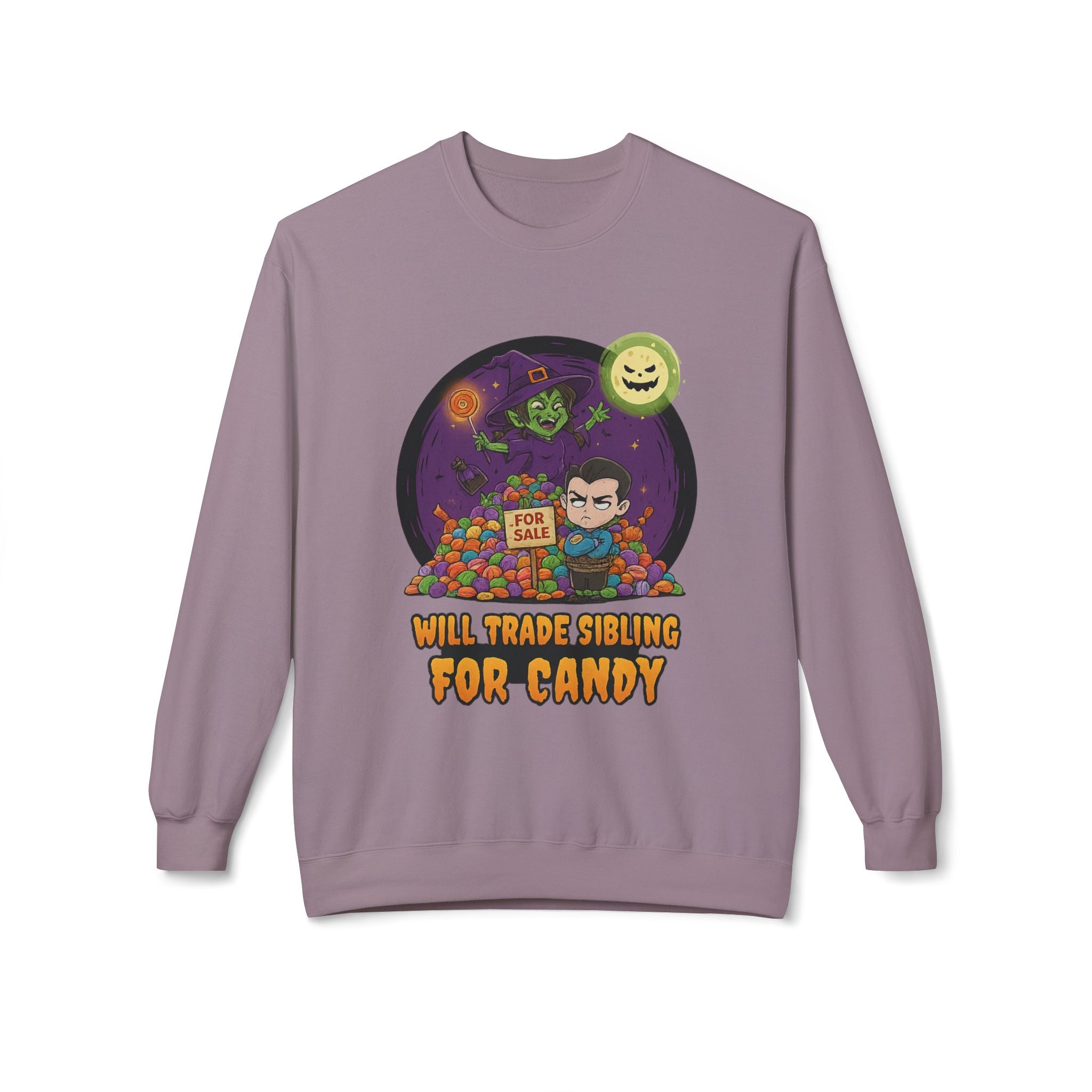 Will Trade Sibling for Candy 2 - Crewneck Unisex Sweatshirt - Cozy Halloween Apparel