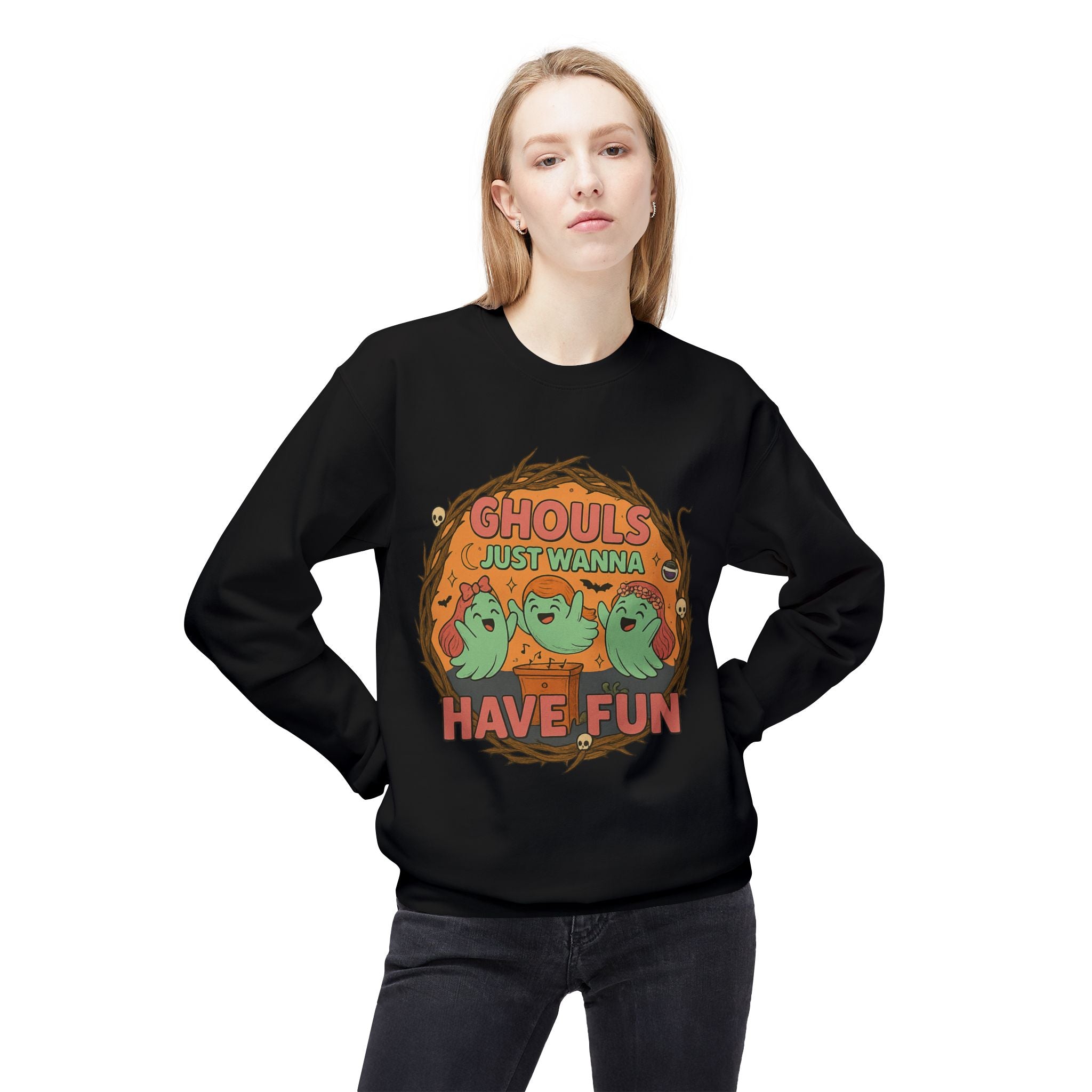 Ghouls Just Wanna Have Fun 2 - Crewneck Unisex Sweatshirt - Cozy Halloween Apparel