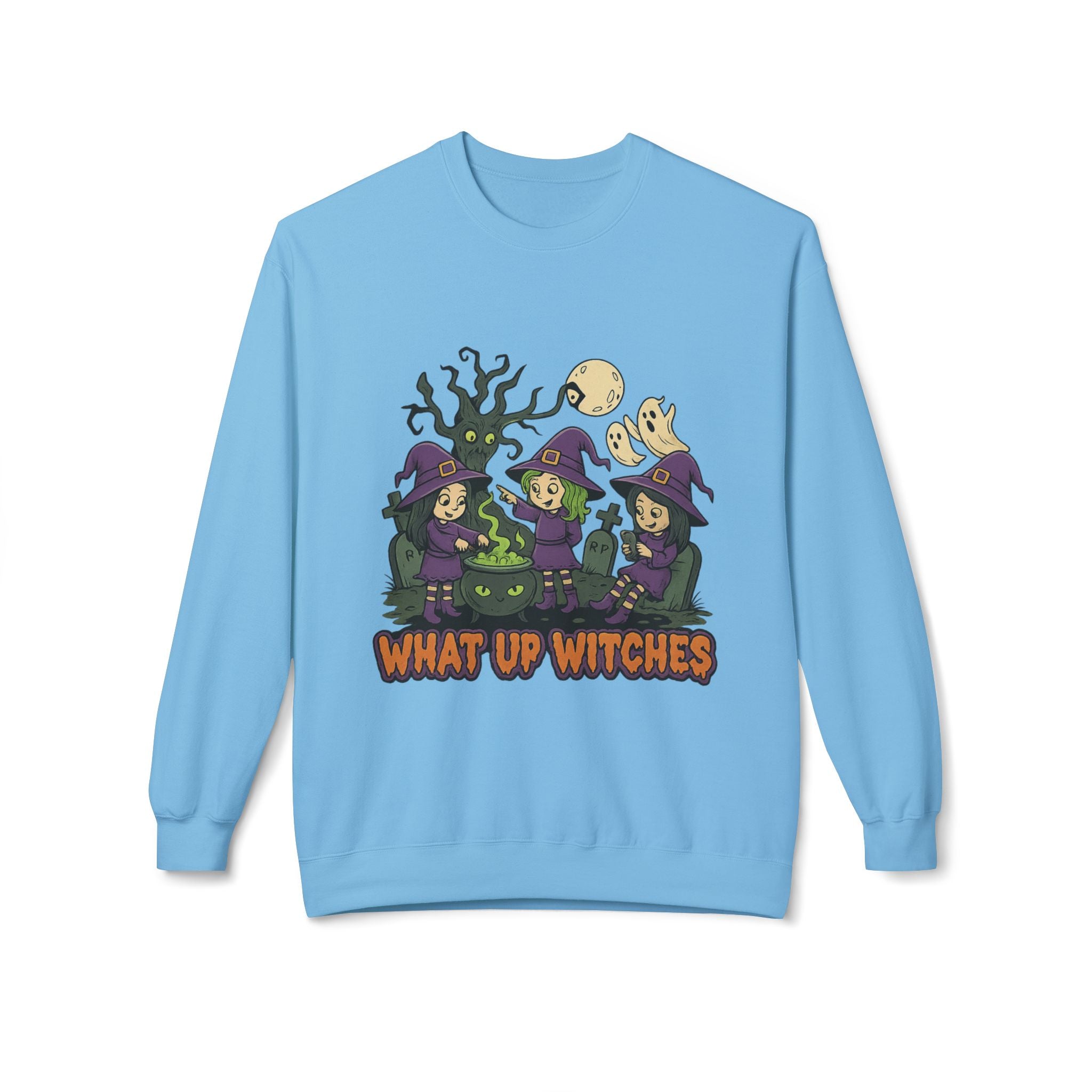 What Up Witches 2.1 - Crewneck Unisex Sweatshirt - Cozy Halloween Apparel