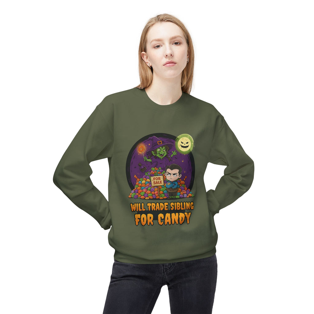 Will Trade Sibling for Candy 2 - Crewneck Unisex Sweatshirt - Cozy Halloween Apparel