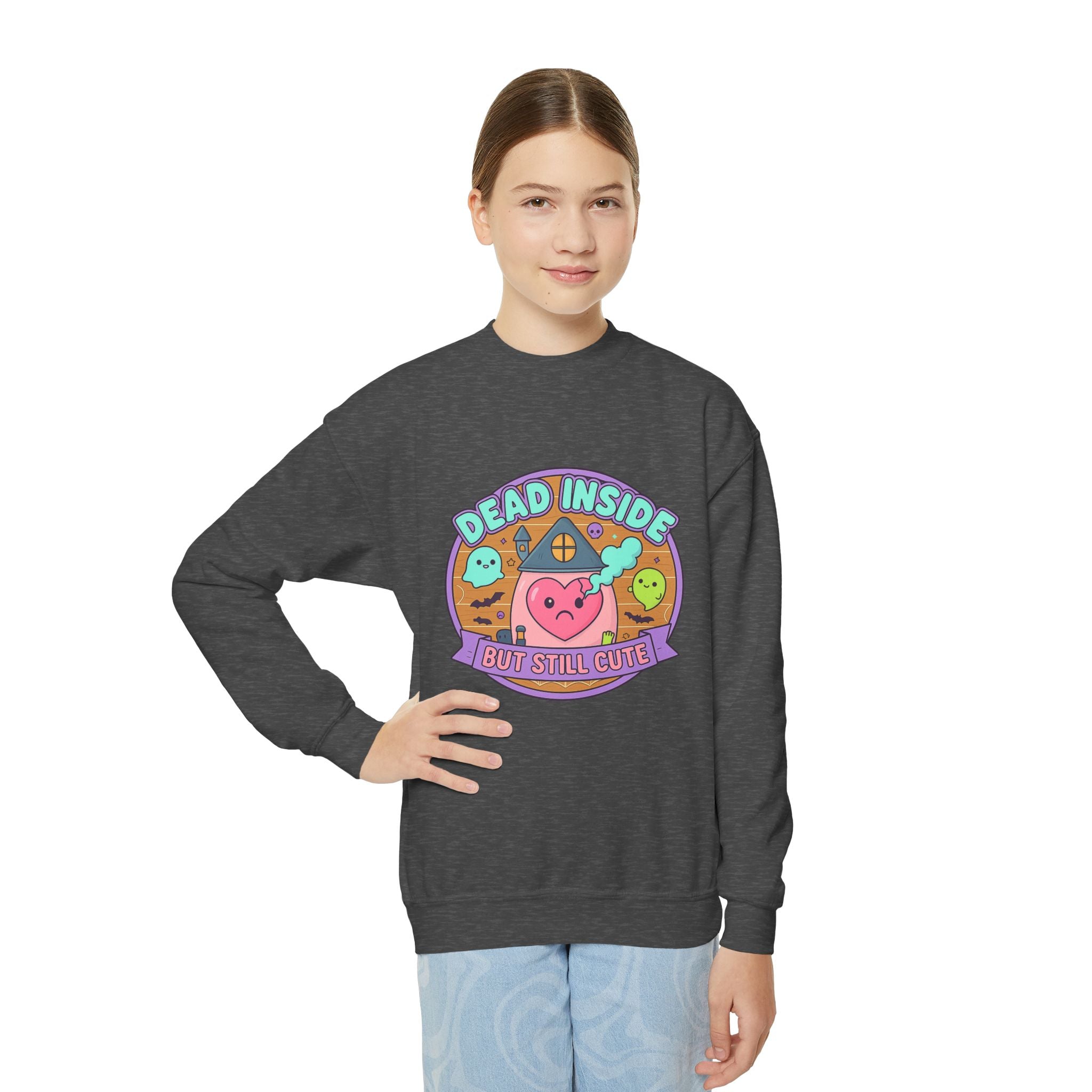 KIDS 'Dead Inside But Still Cute' Design 1, Funny Teen Apparel, Cute Sweatshirt, Unique Gift for Kids,