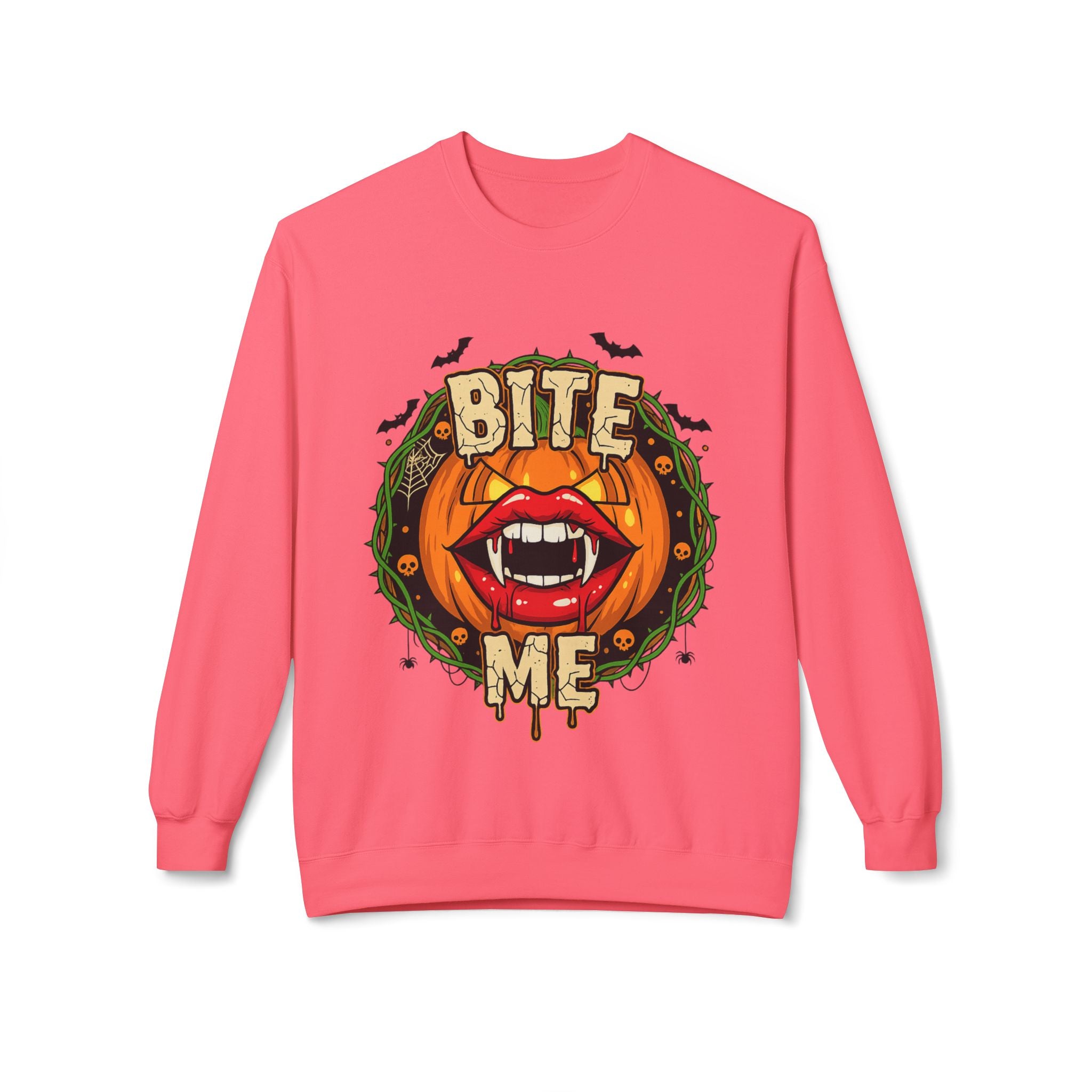 Bite Me 1 - Gothic Witch Crewneck Unisex Sweatshirt - Cozy Halloween Apparel