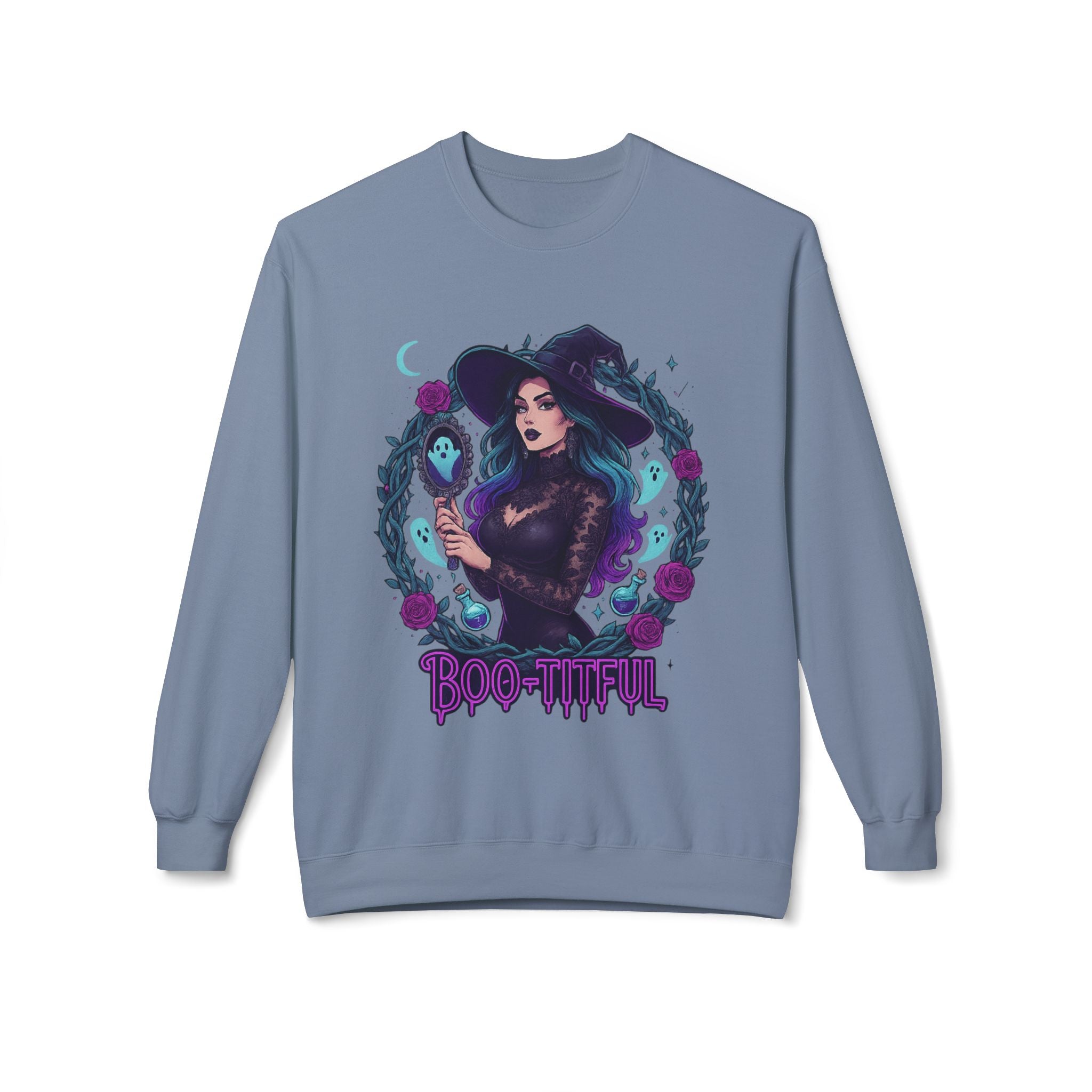 Boo-tiful - Gothic Witch Crewneck Unisex Sweatshirt - Cozy Halloween Apparel