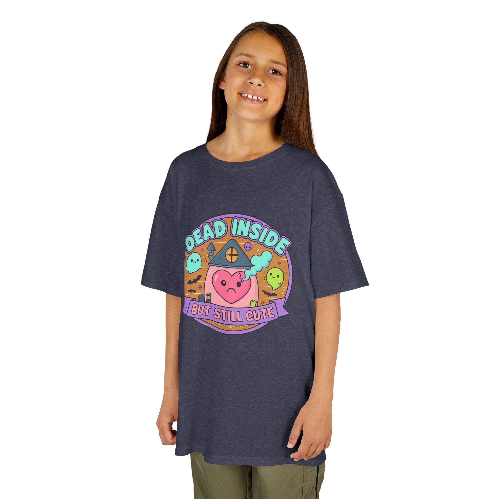 Dead Inside But Still Cute - Cute Kids Heavy Cotton Tee ,  Fun Graphic Tee for Kids