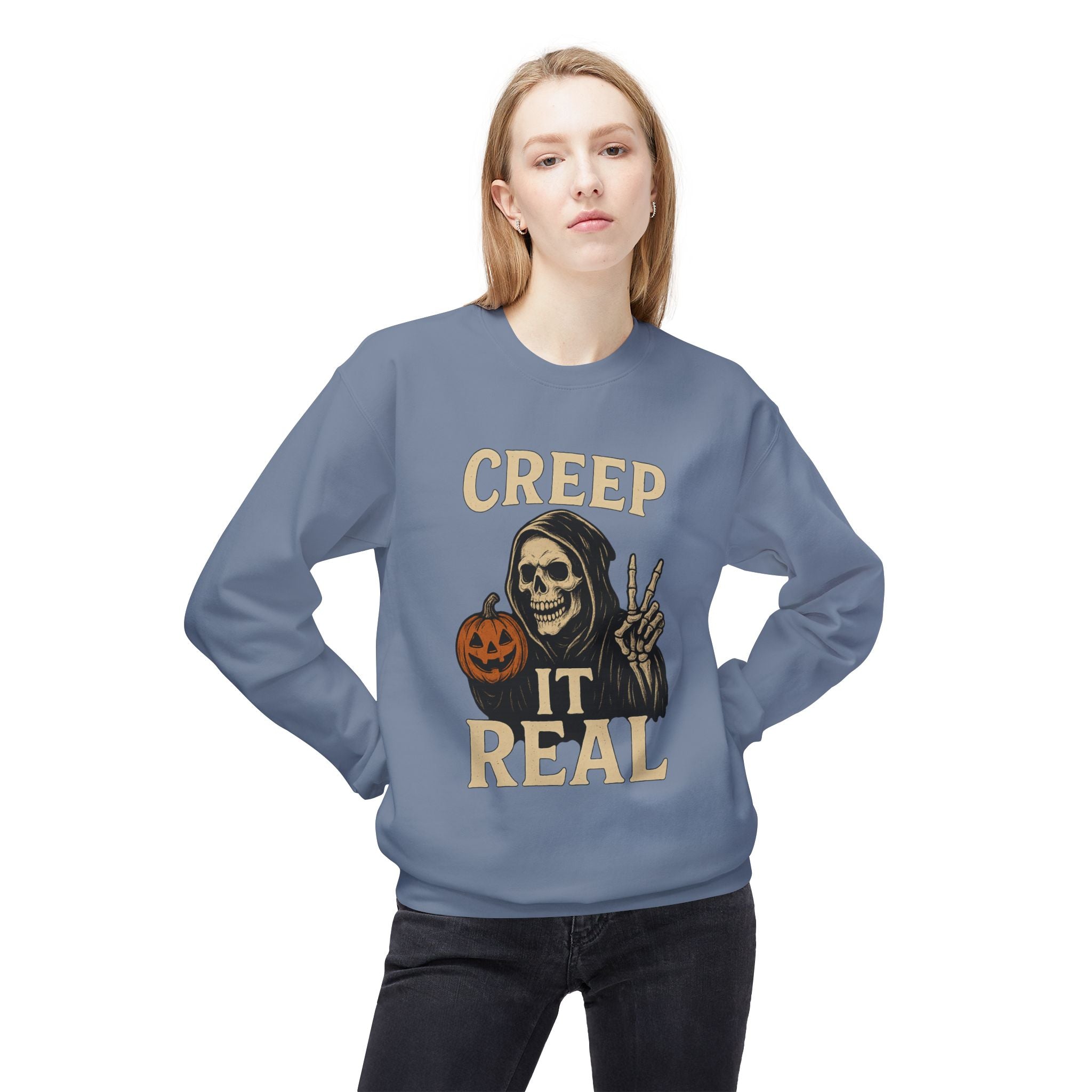 Creep It Real 1 - Crewneck Unisex Sweatshirt - Cozy Halloween Apparel