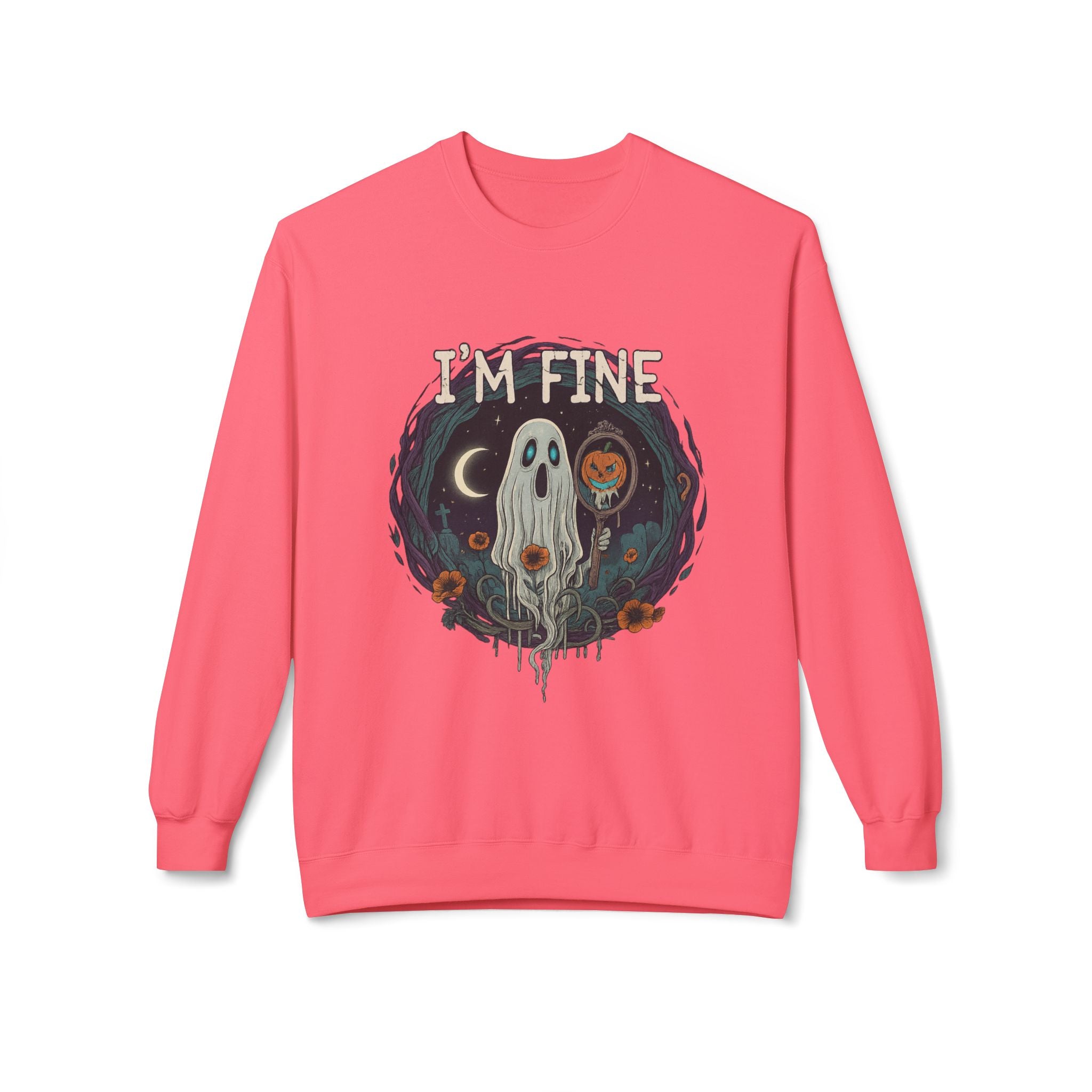 I'm Fine 2 - Crewneck Unisex Sweatshirt - Cozy Halloween Apparel
