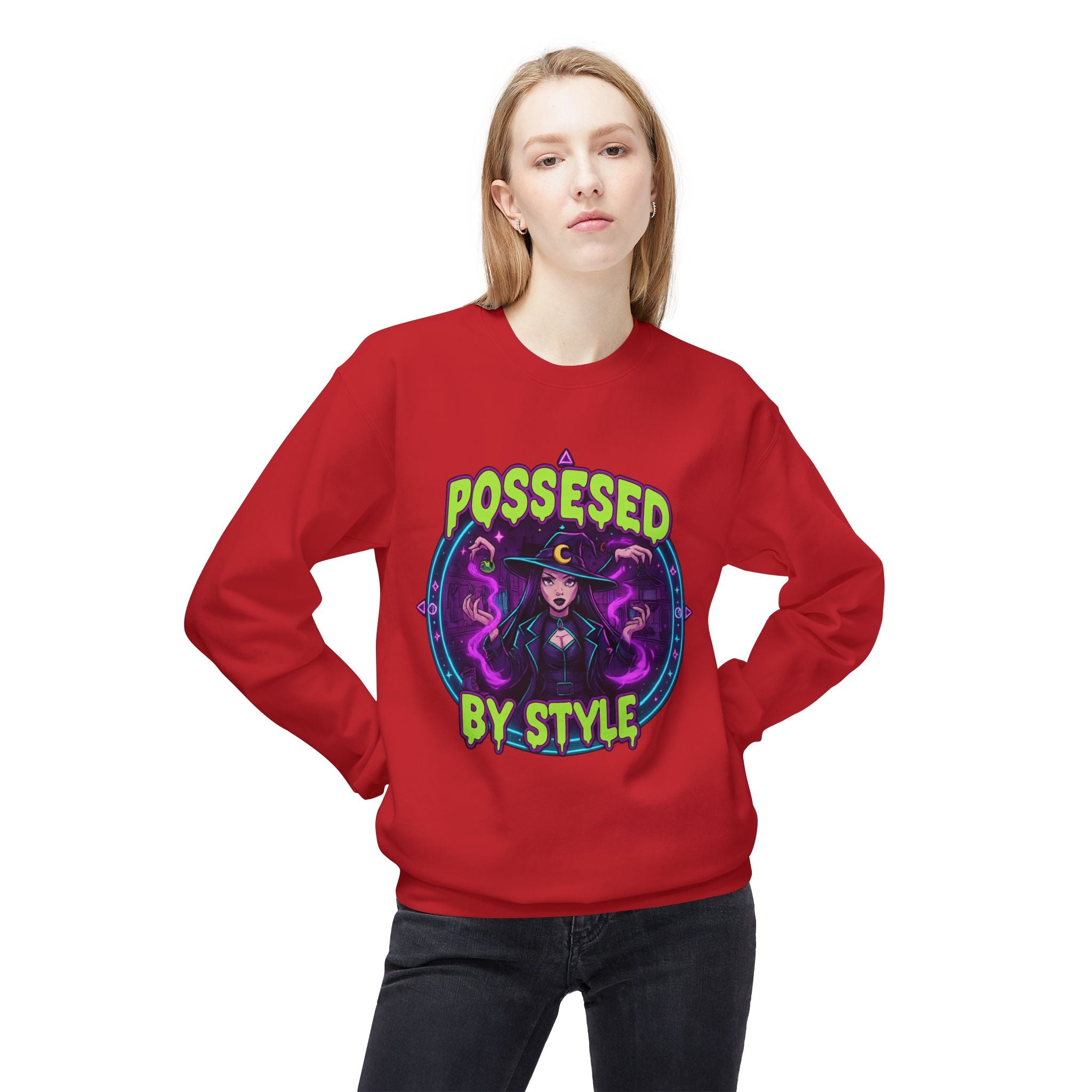 Possessed by Style 2 - Crewneck Unisex Sweatshirt - Cozy Halloween Apparel