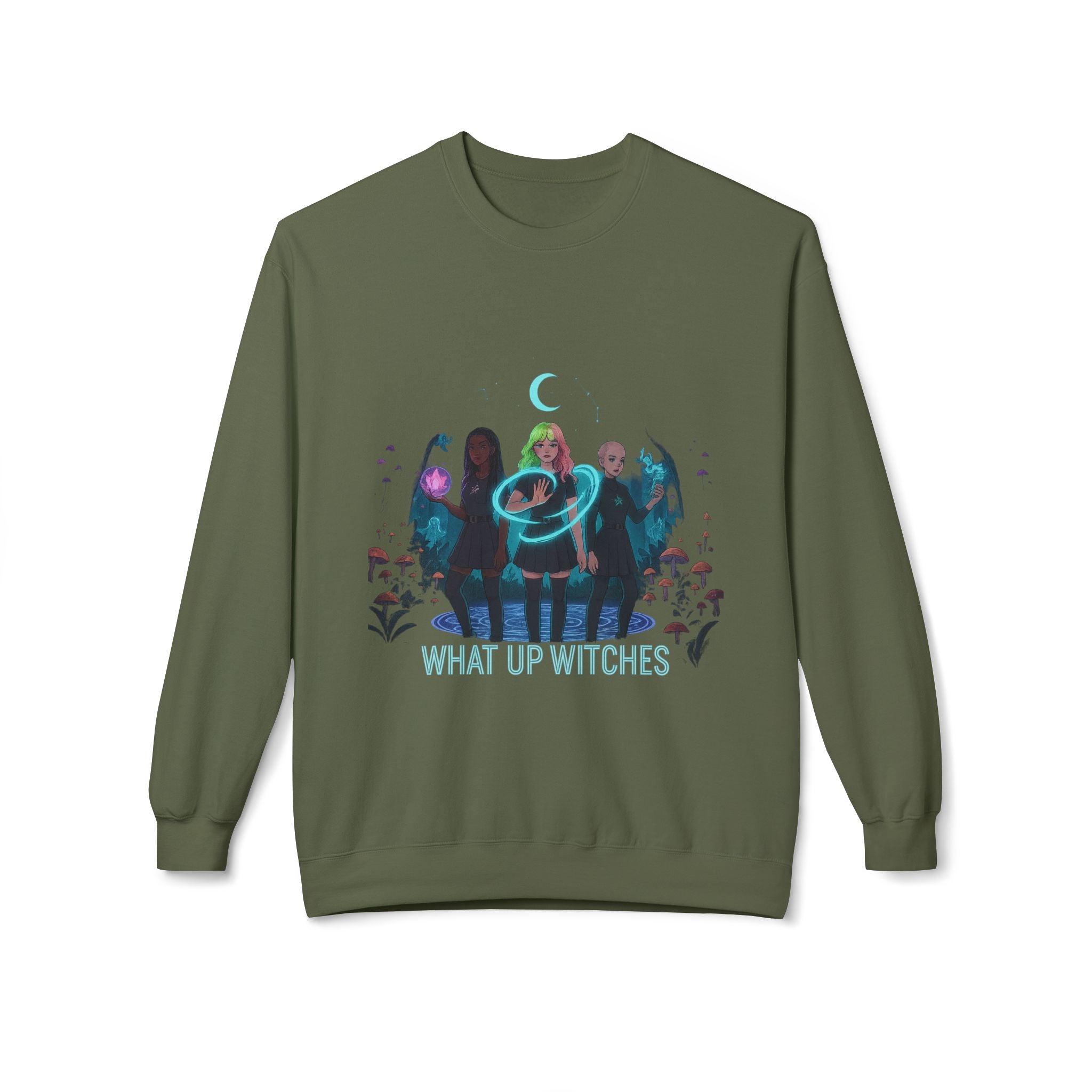 What Up Witches 3 - Crewneck Unisex Sweatshirt - Cozy Halloween Apparel