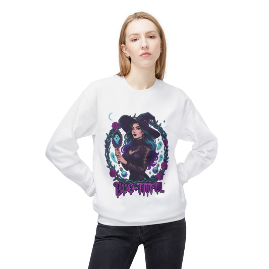 Boo-tiful - Gothic Witch Crewneck Unisex Sweatshirt - Cozy Halloween Apparel