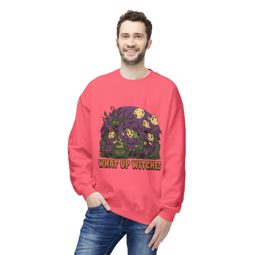 What Up Witches 2.2 - Crewneck Unisex Sweatshirt - Cozy Halloween Apparel