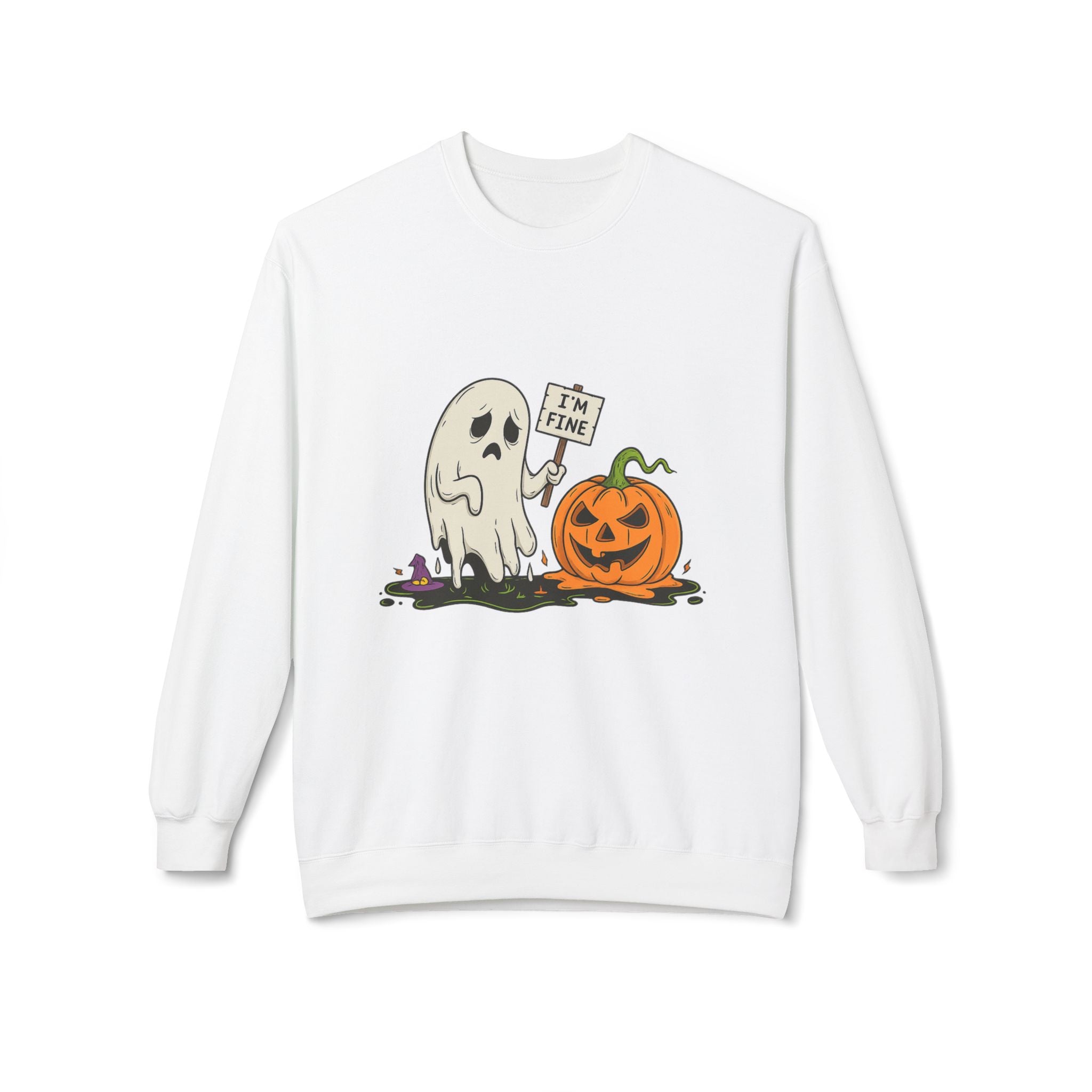 I'm Fine 1 - Crewneck Unisex Sweatshirt - Cozy Halloween Apparel
