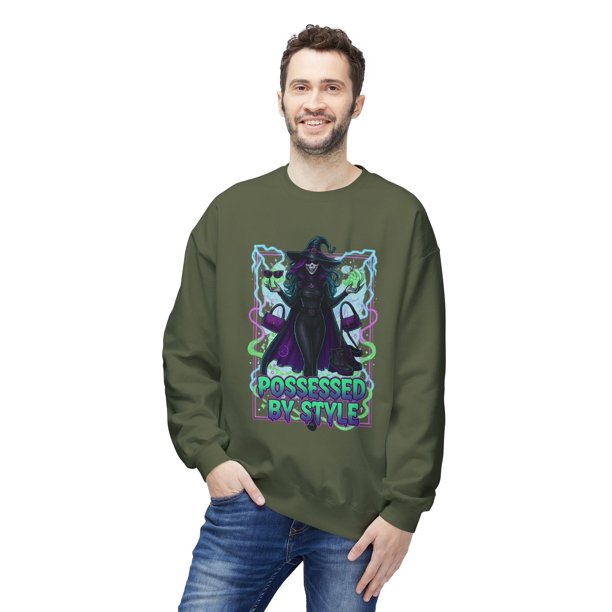Possessed by Style 4 - Crewneck Unisex Sweatshirt - Cozy Halloween Apparel
