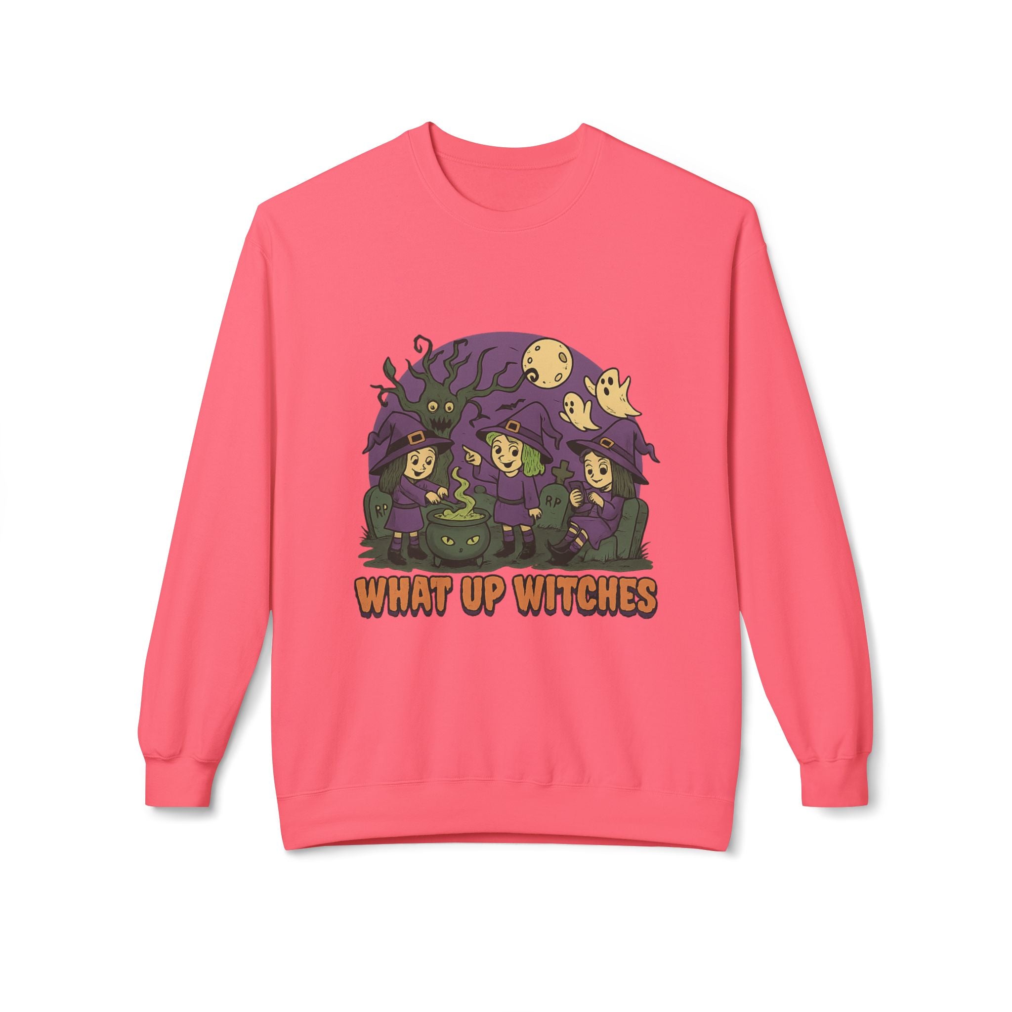 What Up Witches 2.2 - Crewneck Unisex Sweatshirt - Cozy Halloween Apparel