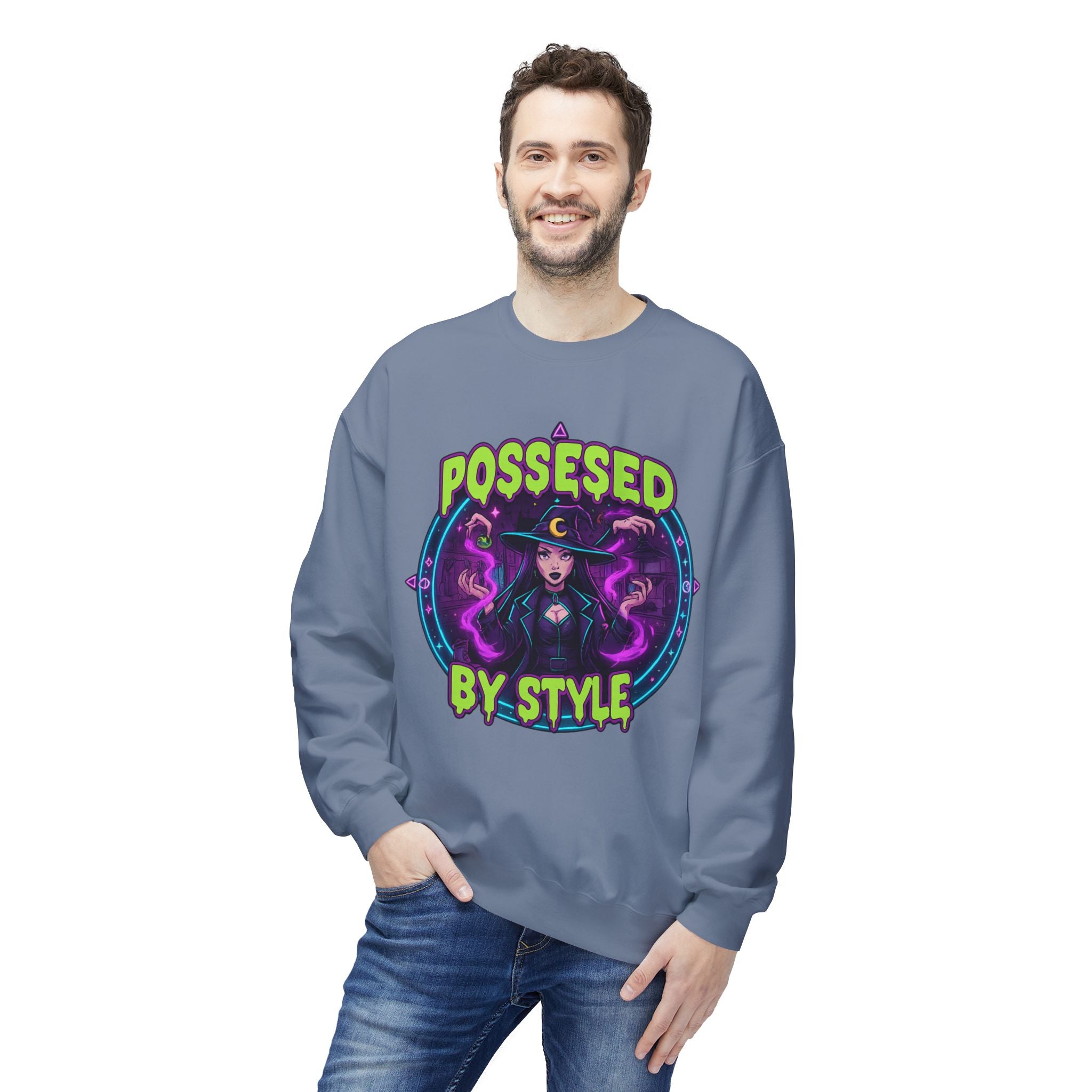 Possessed by Style 2 - Crewneck Unisex Sweatshirt - Cozy Halloween Apparel