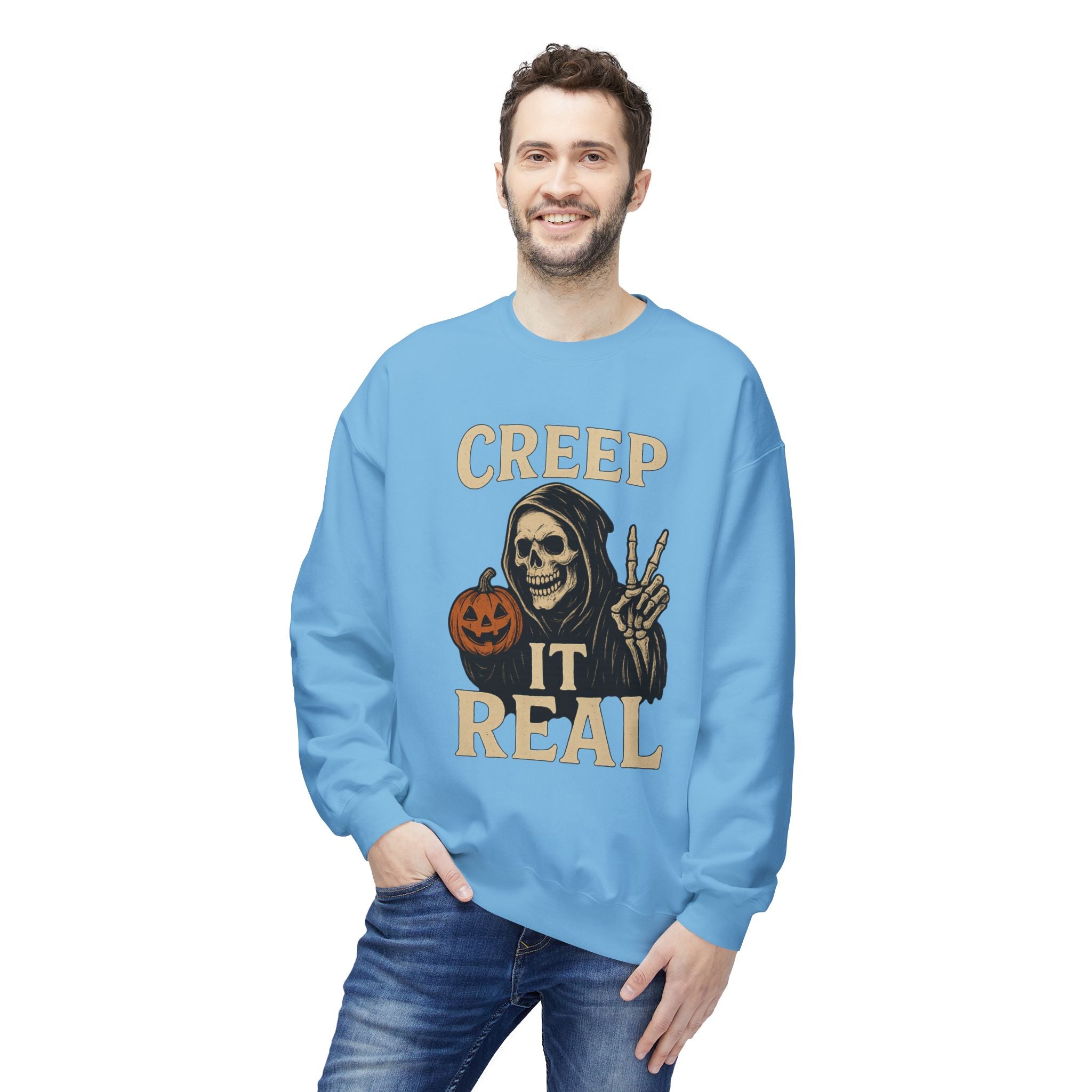 Creep It Real 1 - Crewneck Unisex Sweatshirt - Cozy Halloween Apparel