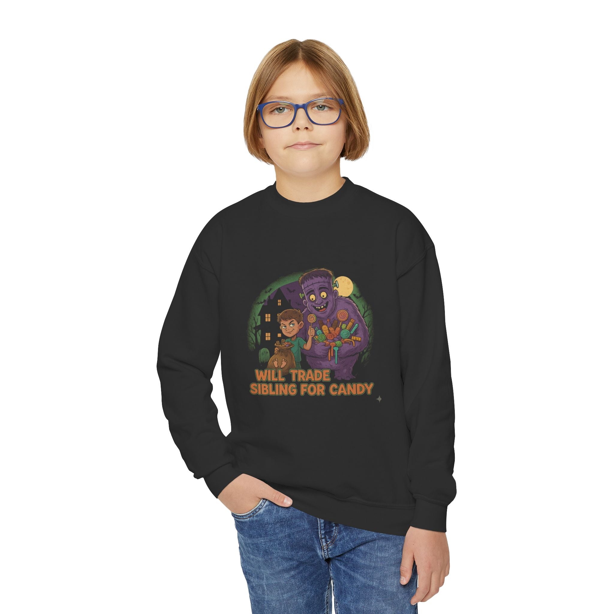 Will Trade Sibling for Candy 1 , Funny Teen Apparel, Cute Sweatshirt, Unique Gift for Kids,