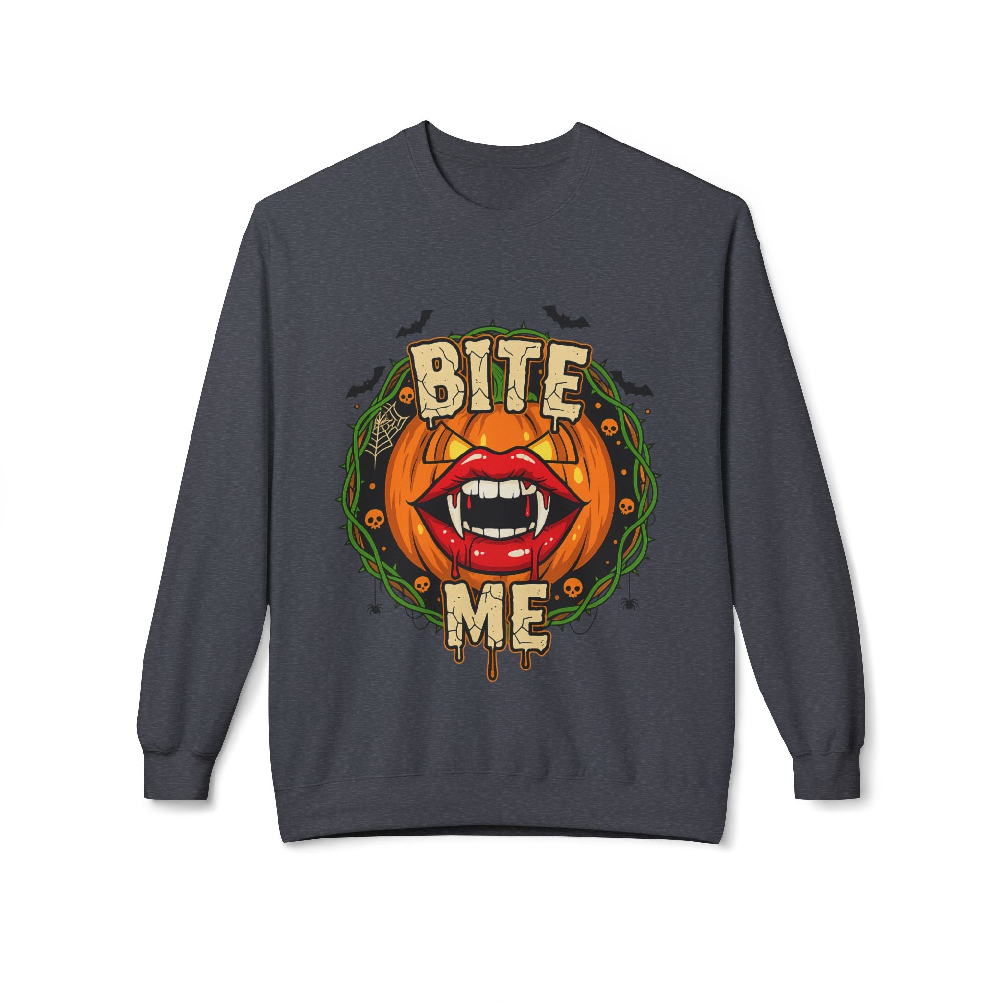 Bite Me 1 - Gothic Witch Crewneck Unisex Sweatshirt - Cozy Halloween Apparel