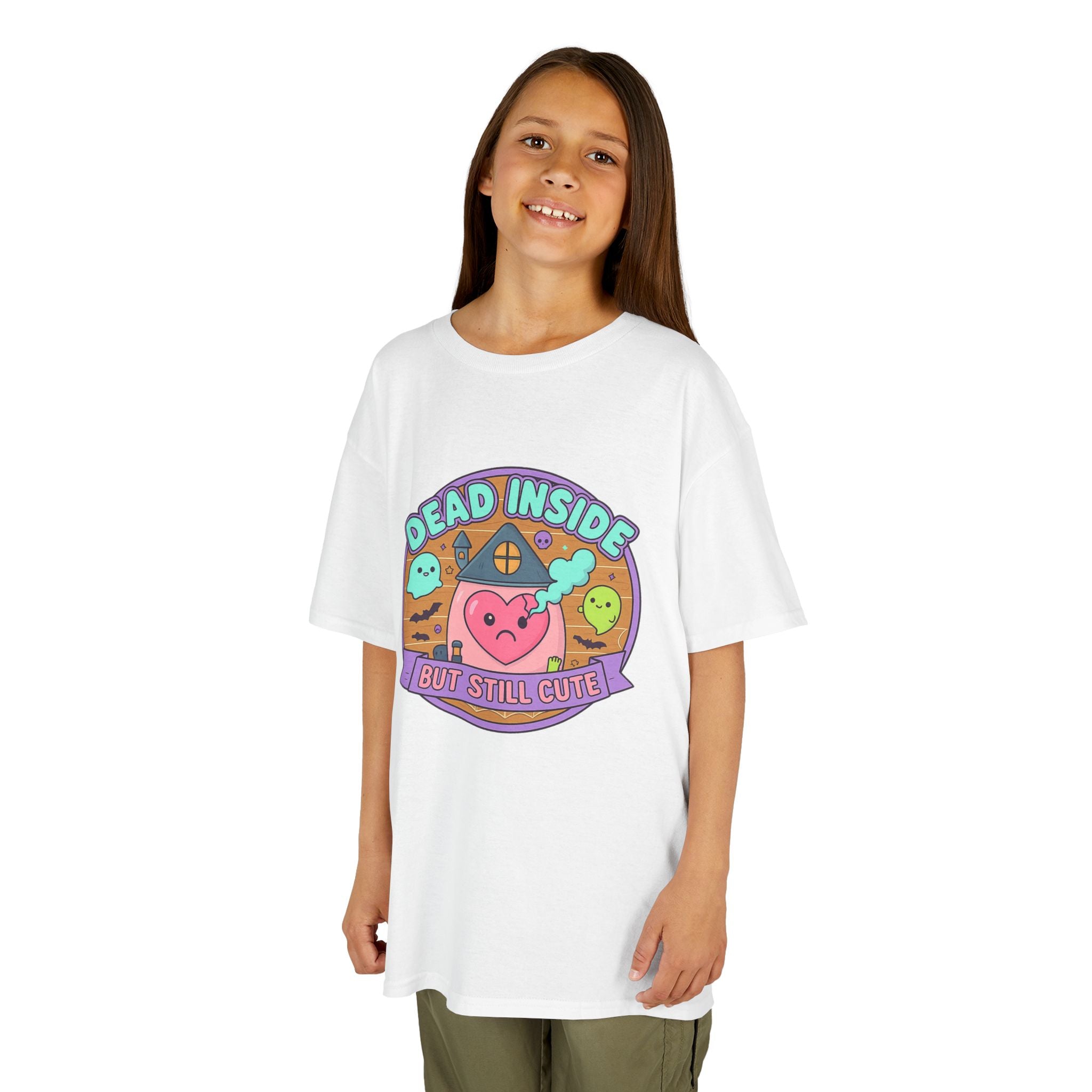 Dead Inside But Still Cute - Cute Kids Heavy Cotton Tee ,  Fun Graphic Tee for Kids