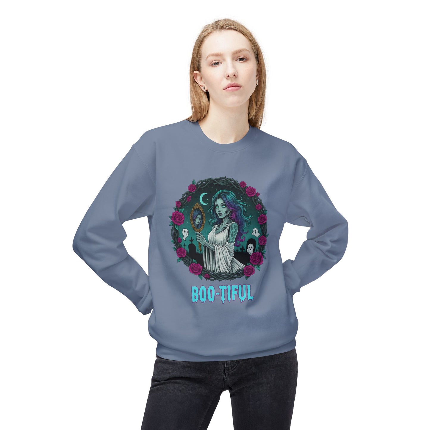 Boo-tiful 4.2- Gothic Witch Crewneck Unisex Sweatshirt - Cozy Halloween Apparel