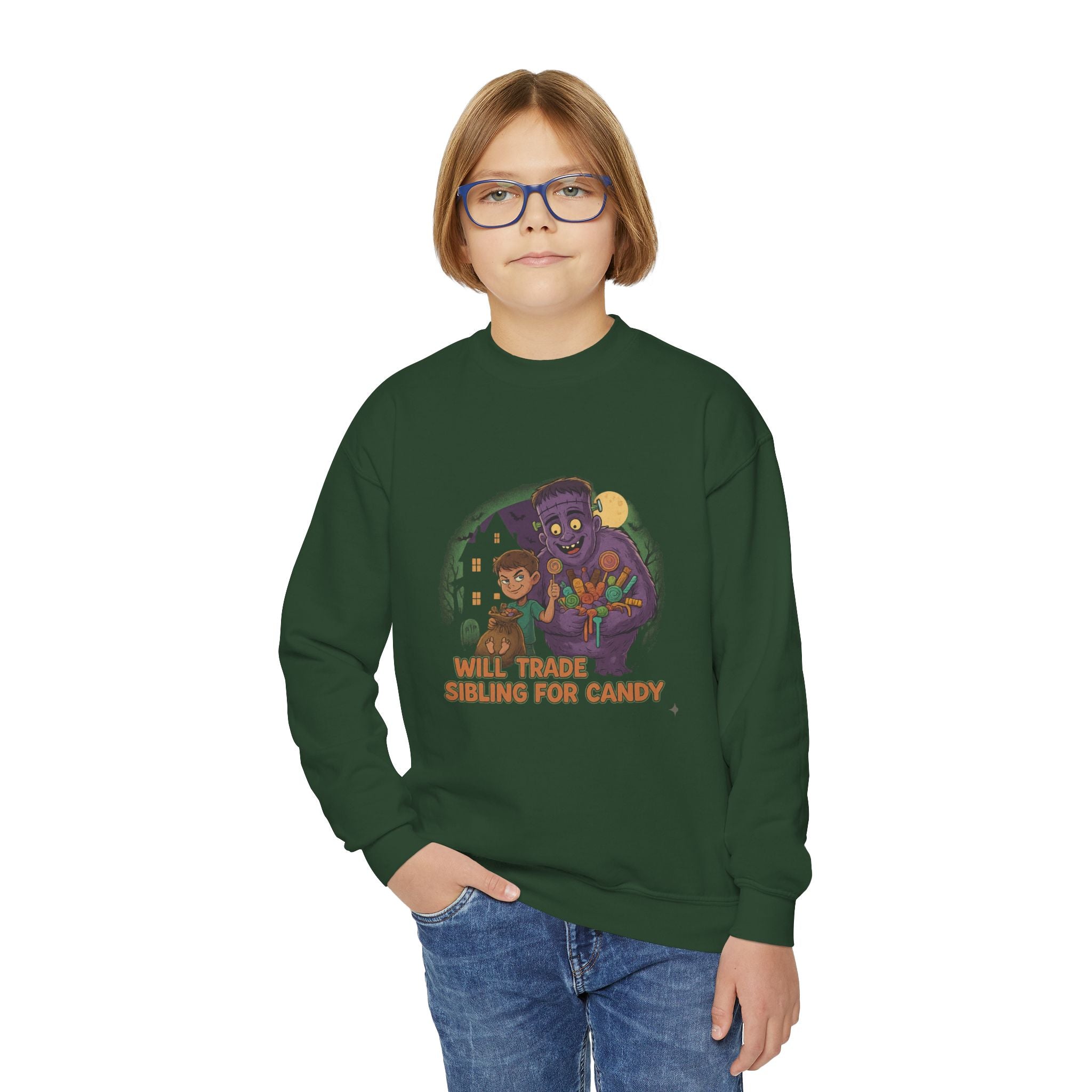 Will Trade Sibling for Candy 1 , Funny Teen Apparel, Cute Sweatshirt, Unique Gift for Kids,