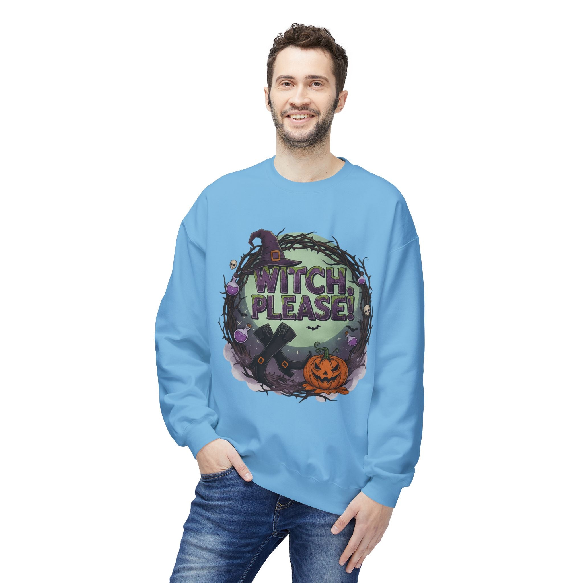 Witch, Please! 1 - Crewneck Unisex Sweatshirt - Cozy Halloween Apparel