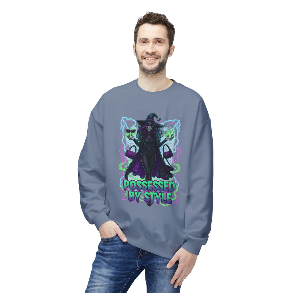 Possessed by Style 4 - Crewneck Unisex Sweatshirt - Cozy Halloween Apparel