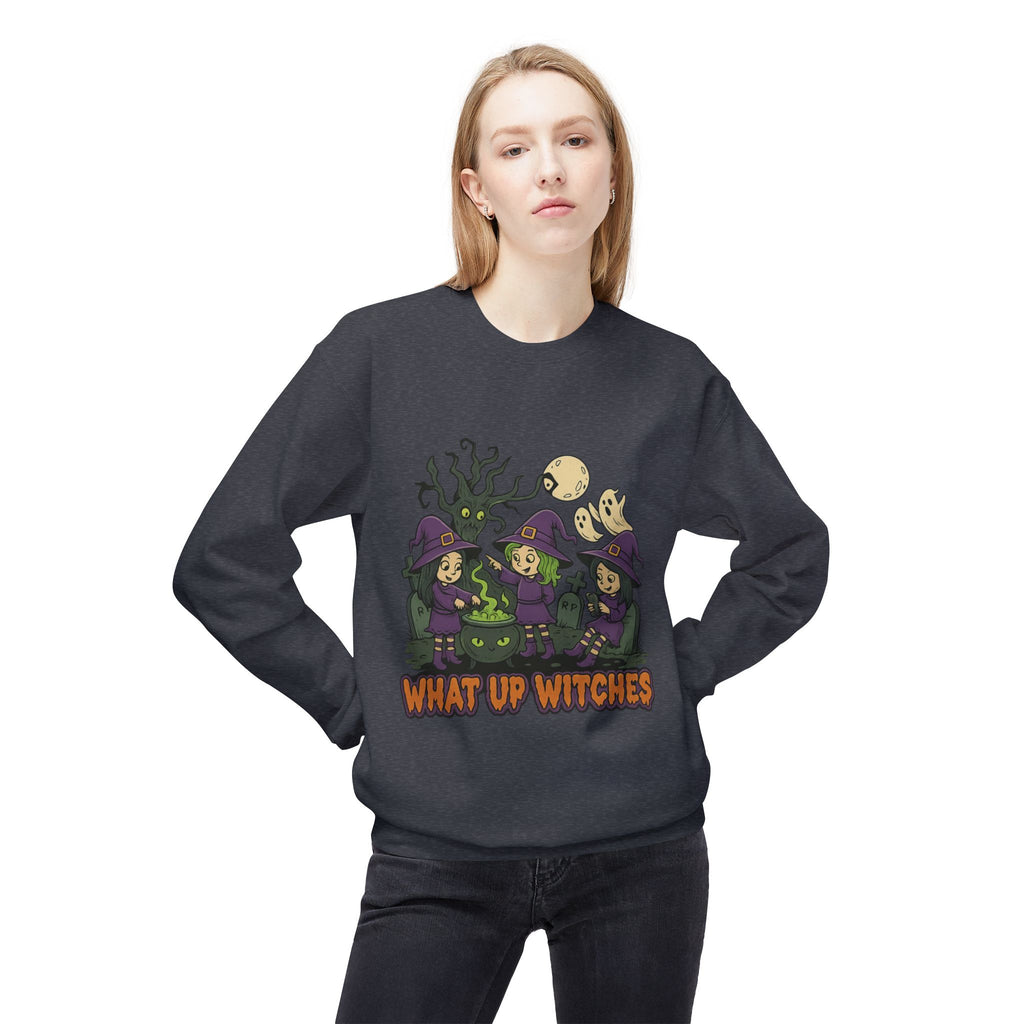 What Up Witches 2.1 - Crewneck Unisex Sweatshirt - Cozy Halloween Apparel