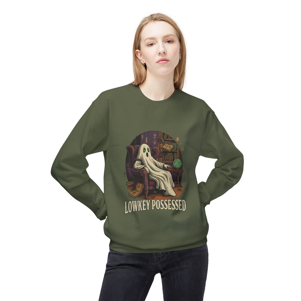 Lowkey Possessed 1 - Crewneck Unisex Sweatshirt - Cozy Halloween Apparel