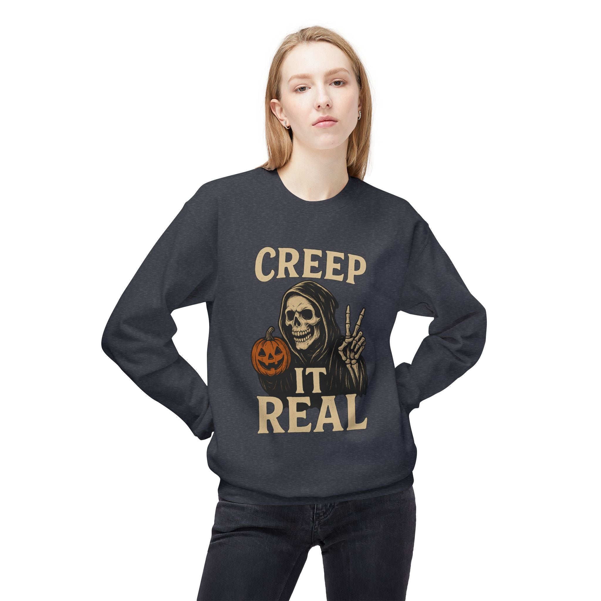 Creep It Real 1 - Crewneck Unisex Sweatshirt - Cozy Halloween Apparel