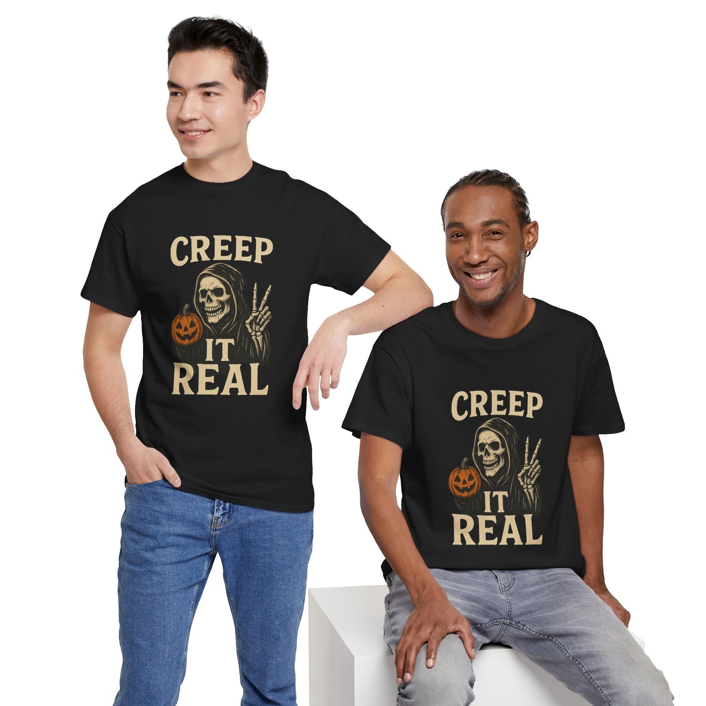 Creep It Real T-Shirt, Halloween Skull Graphic Tee, Unisex Cotton Shirt