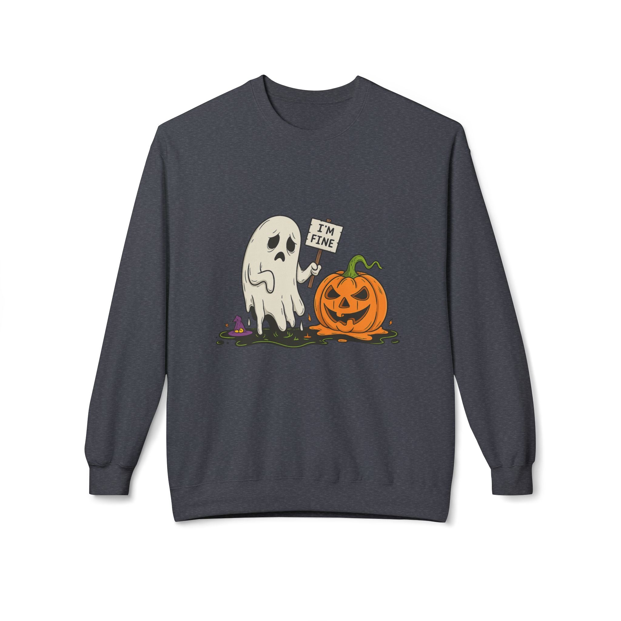 I'm Fine 1 - Crewneck Unisex Sweatshirt - Cozy Halloween Apparel