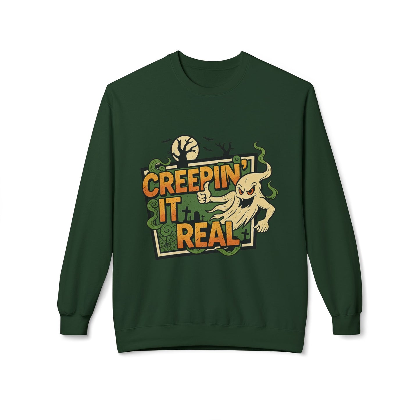 Creepin’ It Real 1- Crewneck Unisex Sweatshirt - Cozy Halloween Apparel
