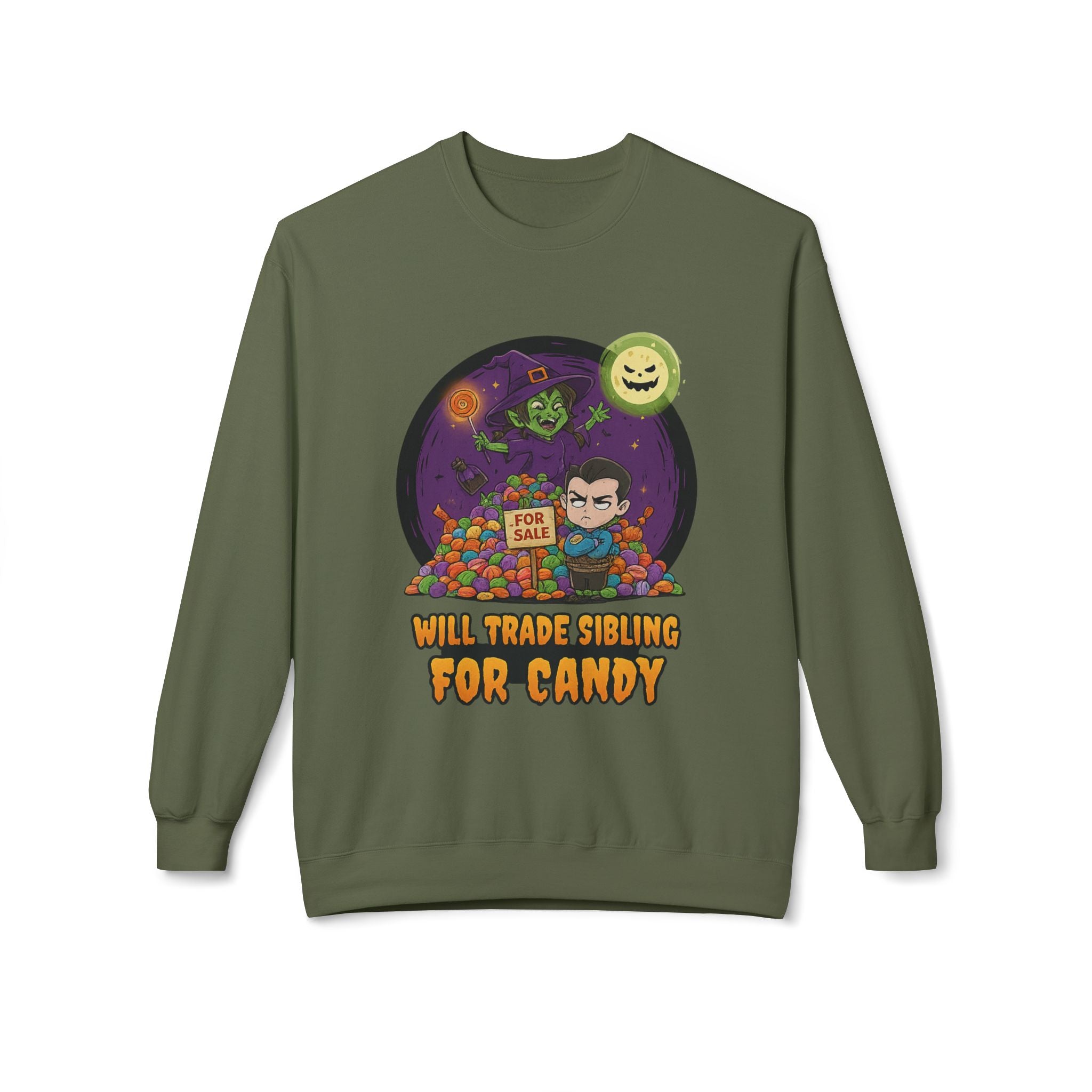 Will Trade Sibling for Candy 2 - Crewneck Unisex Sweatshirt - Cozy Halloween Apparel