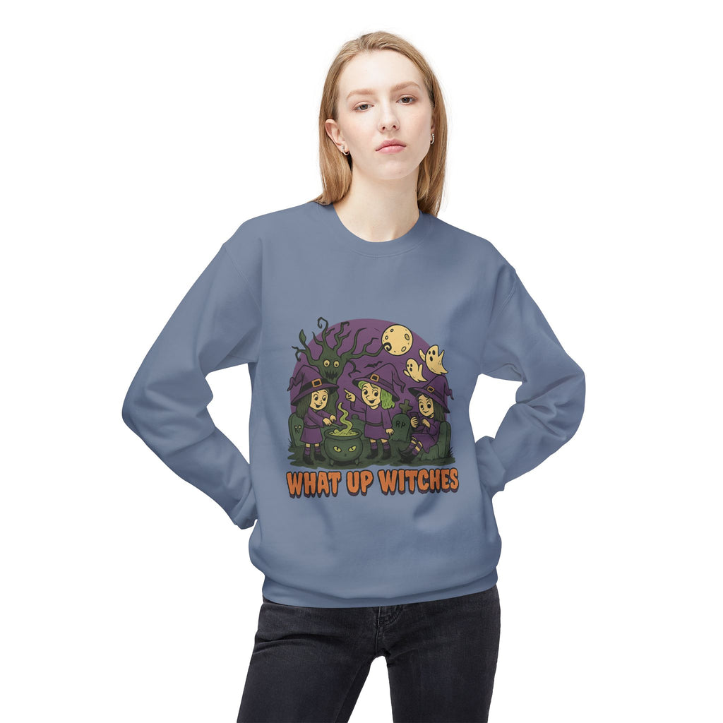 What Up Witches 2.2 - Crewneck Unisex Sweatshirt - Cozy Halloween Apparel