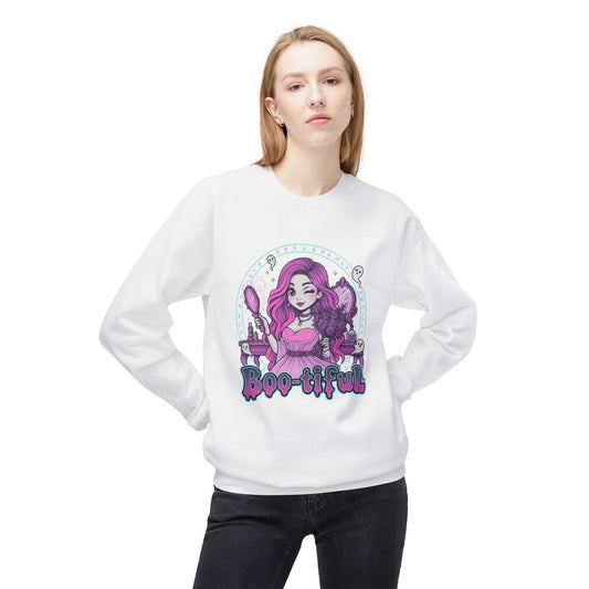 Boo-tiful 3- Gothic Witch Crewneck Unisex Sweatshirt - Cozy Halloween Apparel