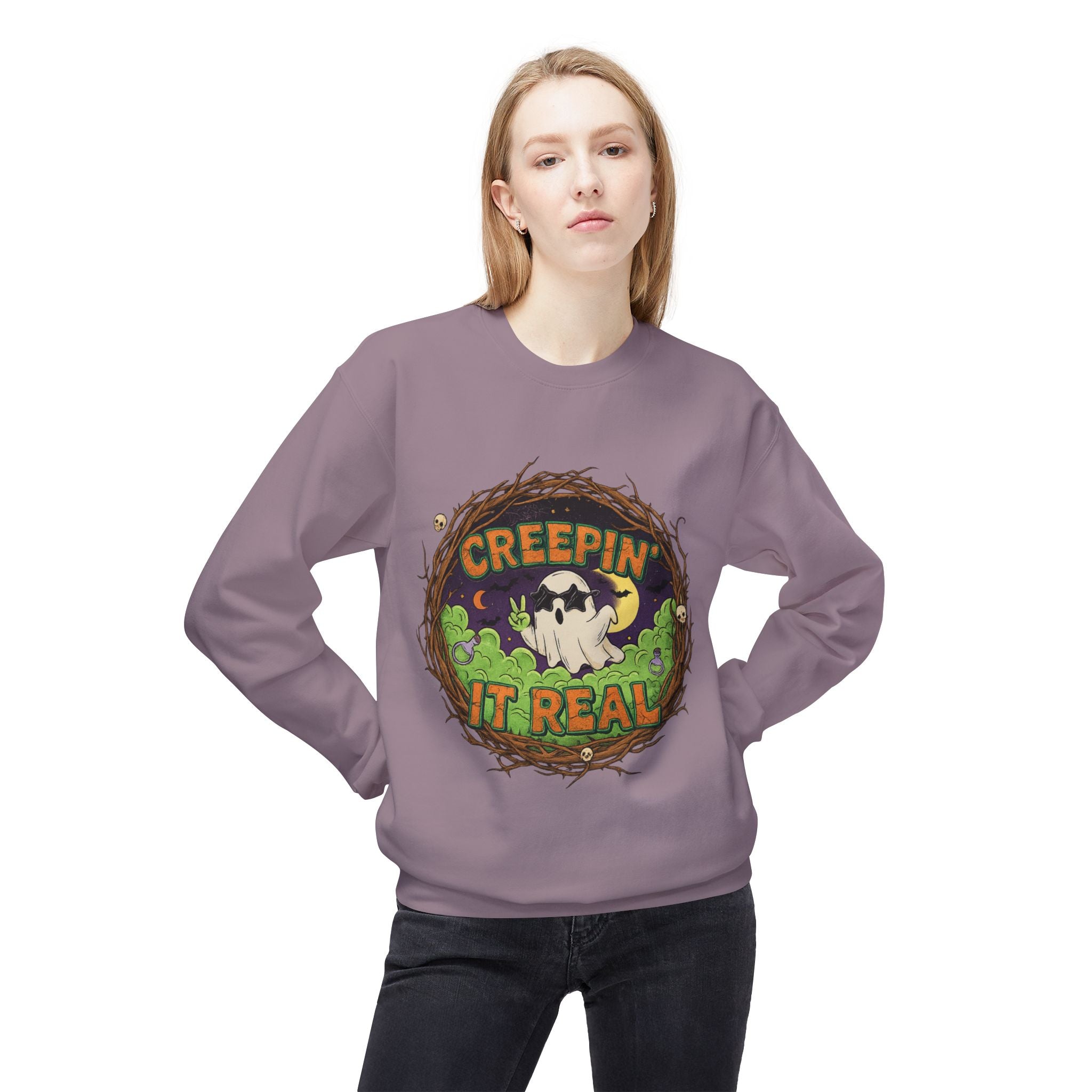 Creepin’ It Real 2 - Crewneck Unisex Sweatshirt - Cozy Halloween Apparel