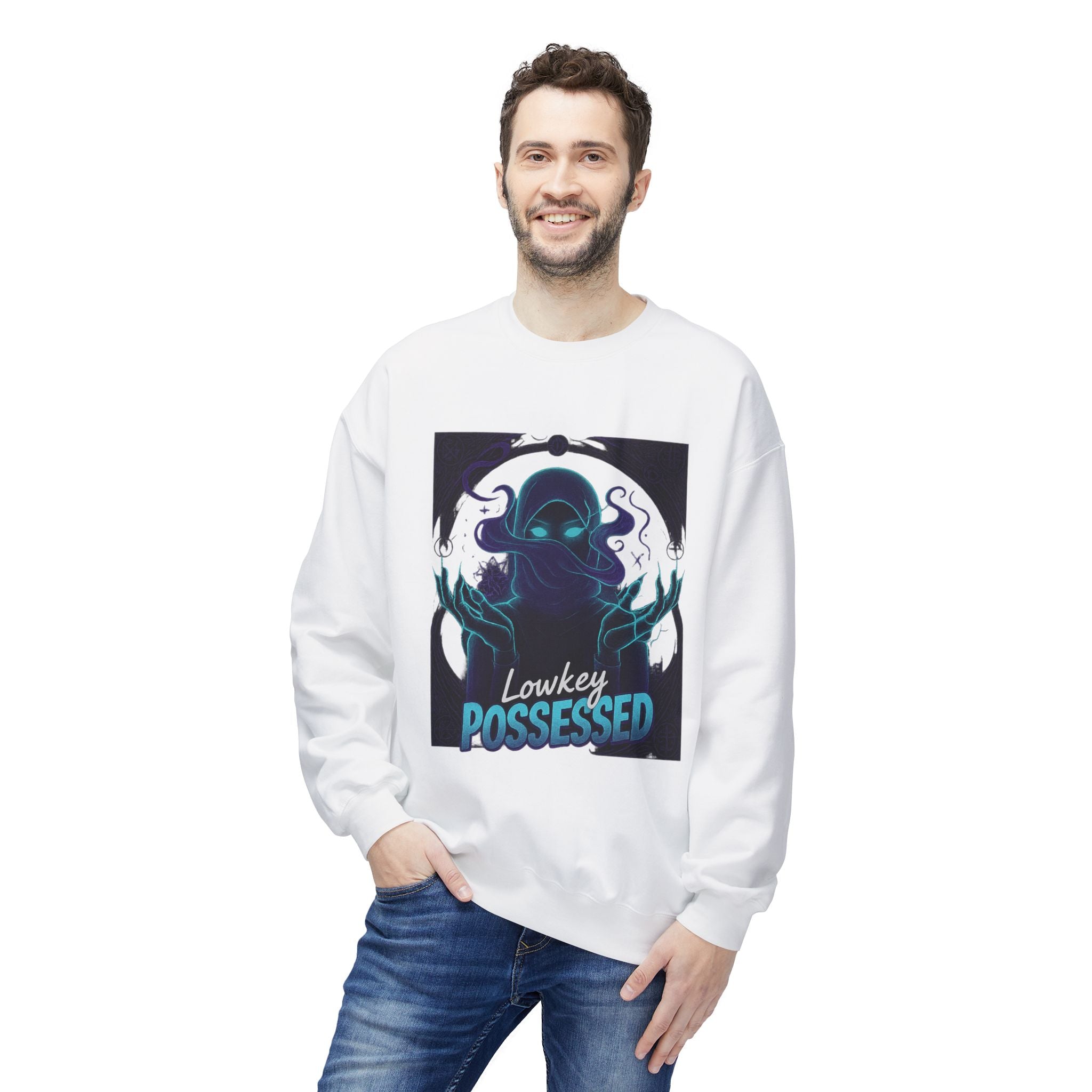 Lowkey Possessed 3 - Crewneck Unisex Sweatshirt - Cozy Halloween Apparel